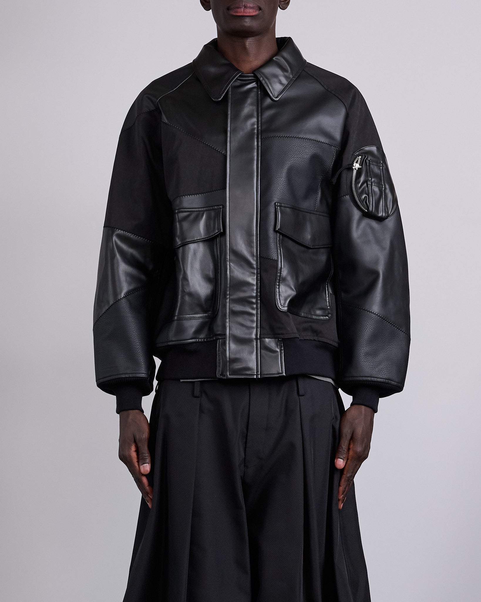 COMME des GARÇONS HOMME Synthetic Leather Jacket Black Mix