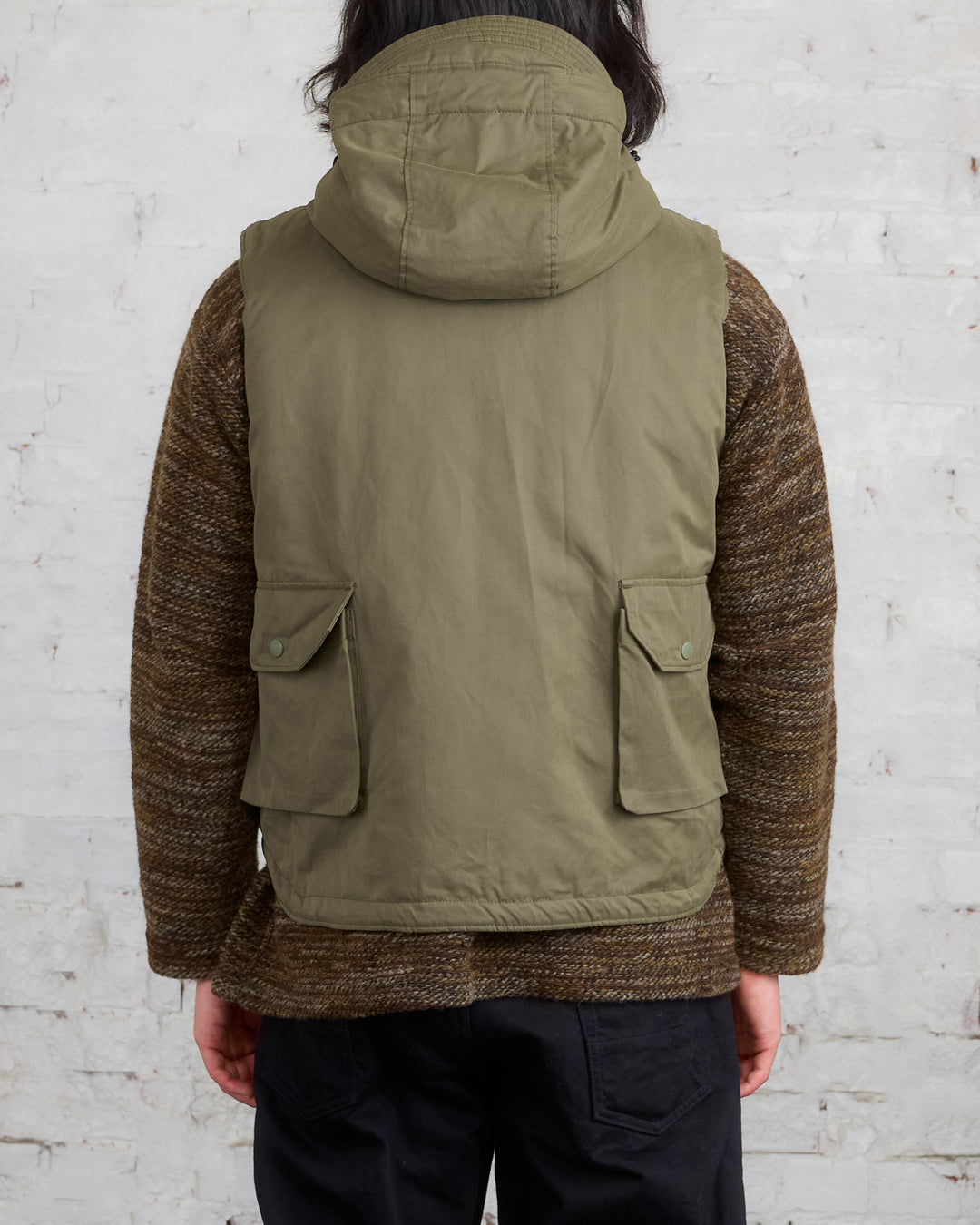Engineered Garments Field Vest Olive PC Coated Cloth