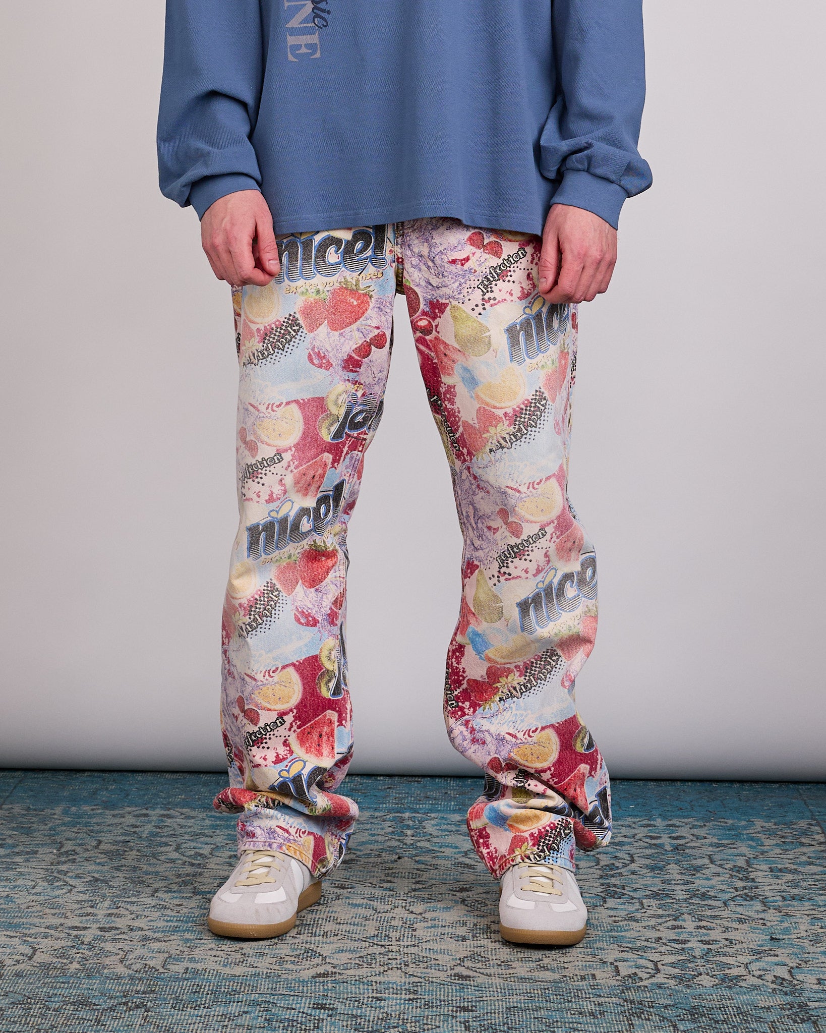 パンツ Martine rose floral denim ss21 Martine Rose 5-Pocket Relaxed Fit Jean Multicolored Fruits – LESS 17