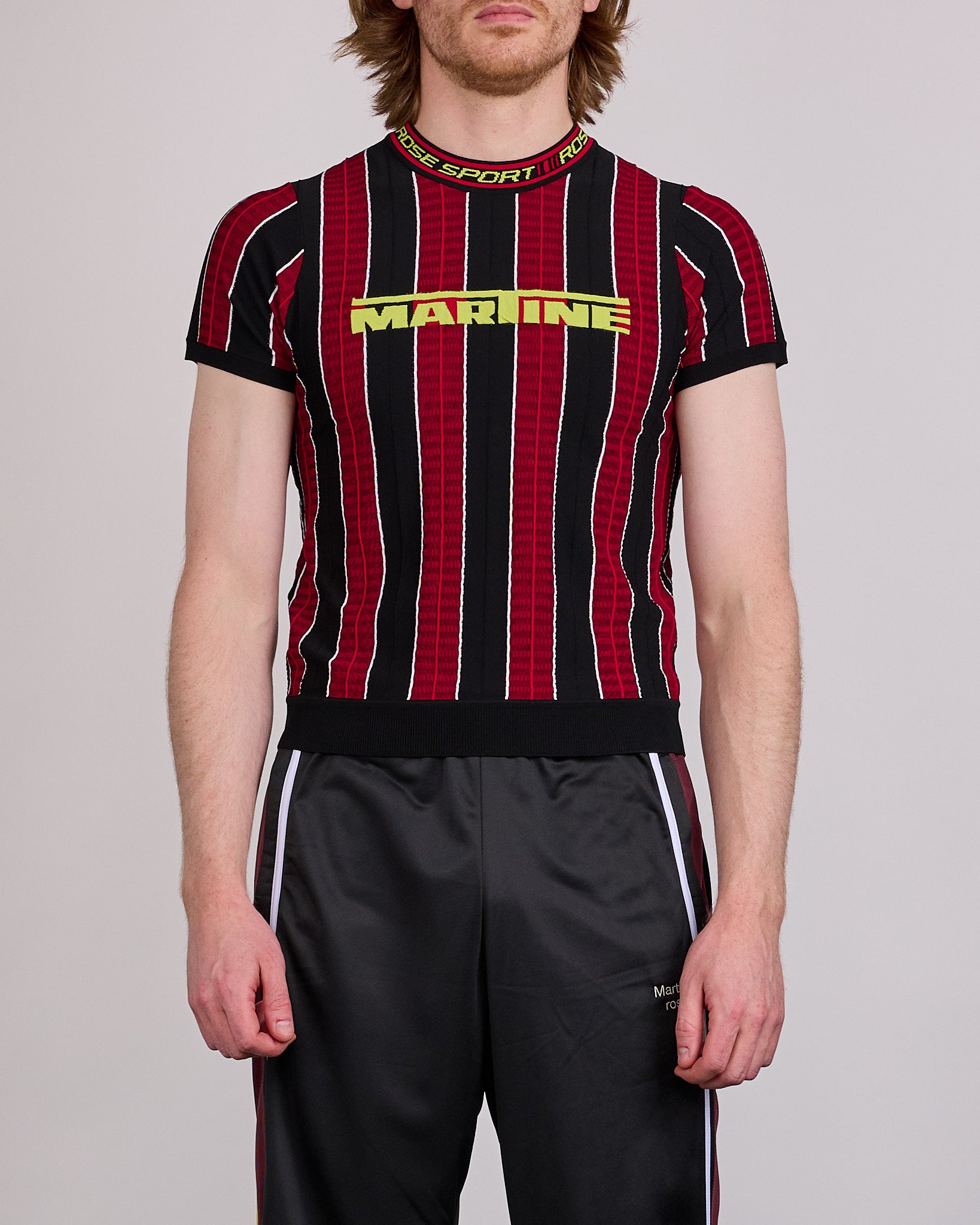 Martine Rose Logo Tight T-Shirt Red Black Stripe – LESS 17
