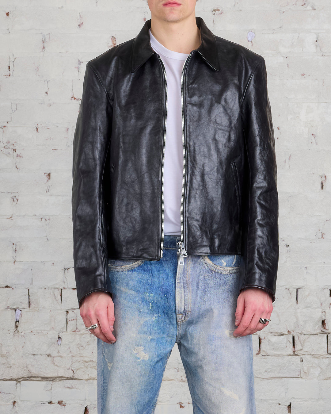Our Legacy Mini Jacket Top Dyed Black Leather