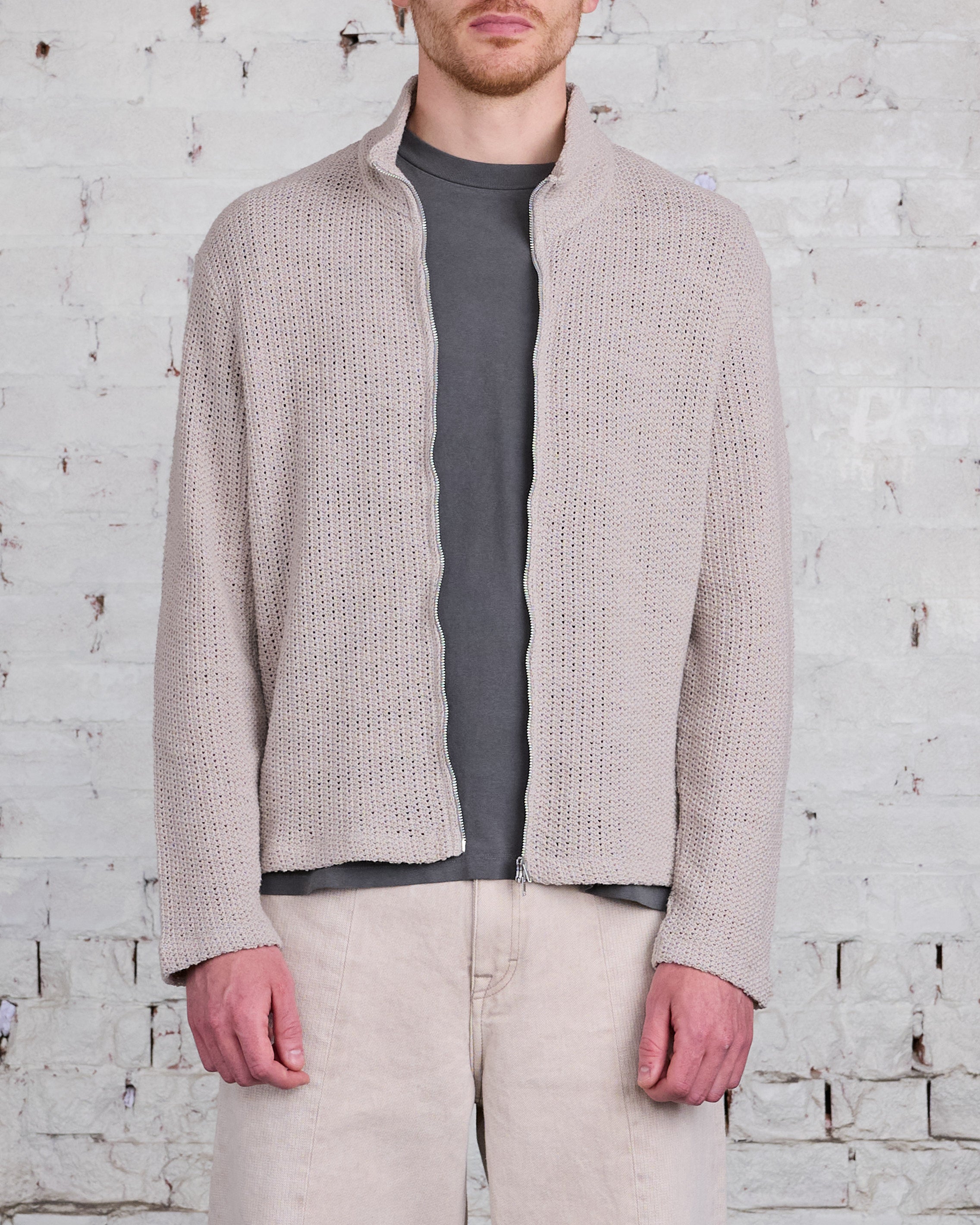 トップス our legacy shrunken fullzip polo 46 Our Legacy Shrunken Fullzip Polo Brown Sparse Buckle Weave