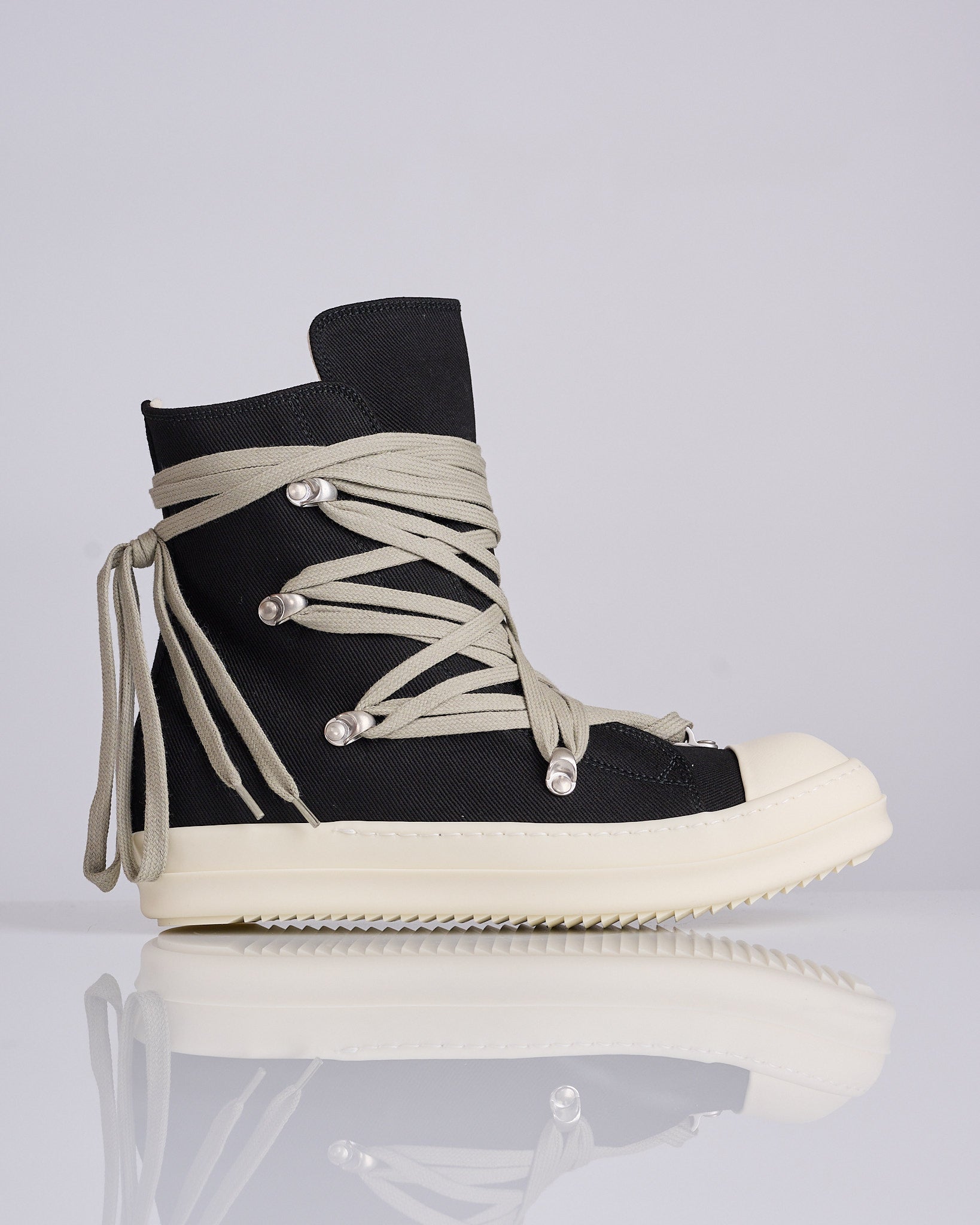 Rick Owens DRKSHDW Megalace Sneaks 13oz Overdye Denim Black