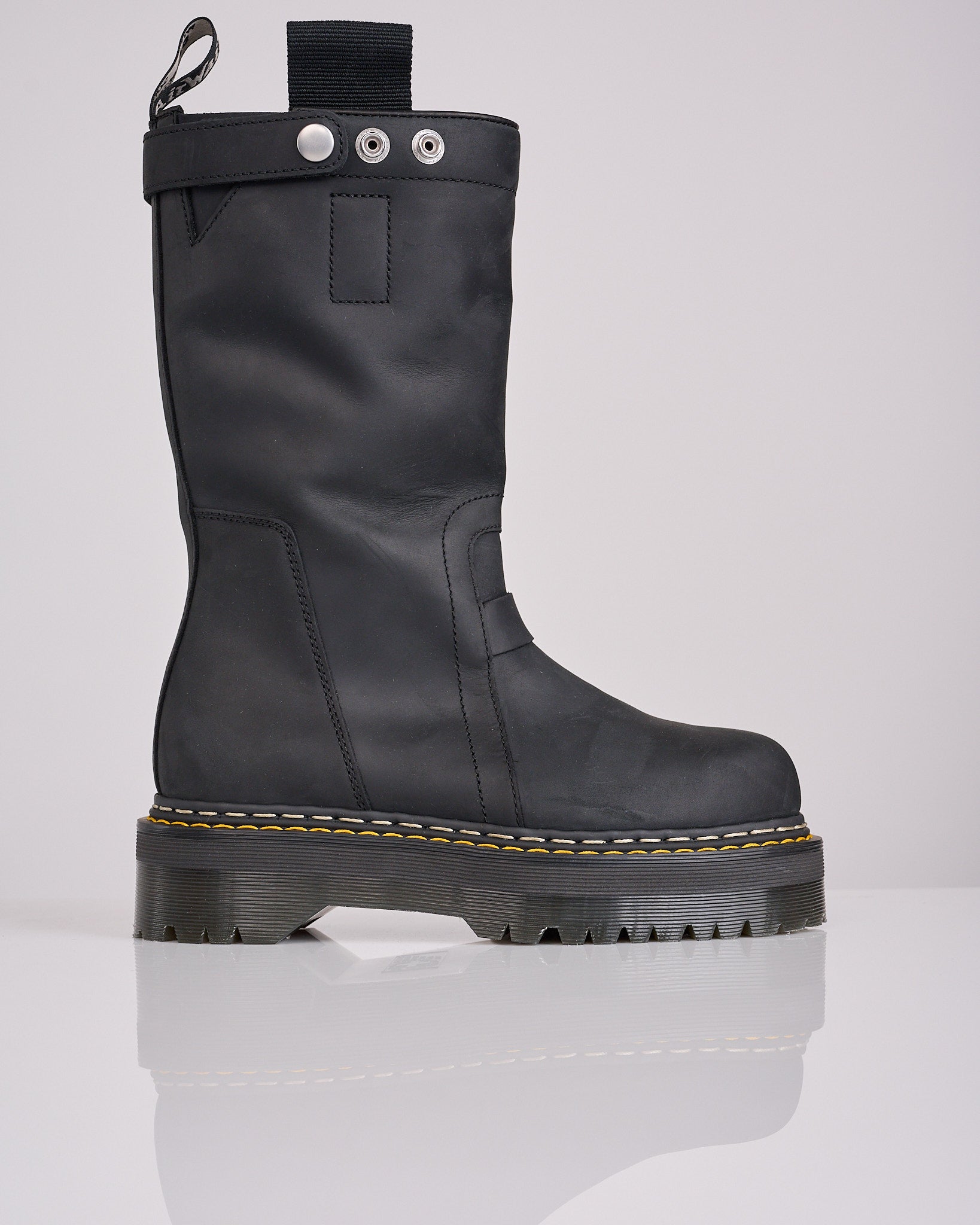Rick Owens × Dr. Martens STEEL TOE Rick Owens Dr Martens Quad Sole Pull On Steel Toe Boot Black – LESS 17