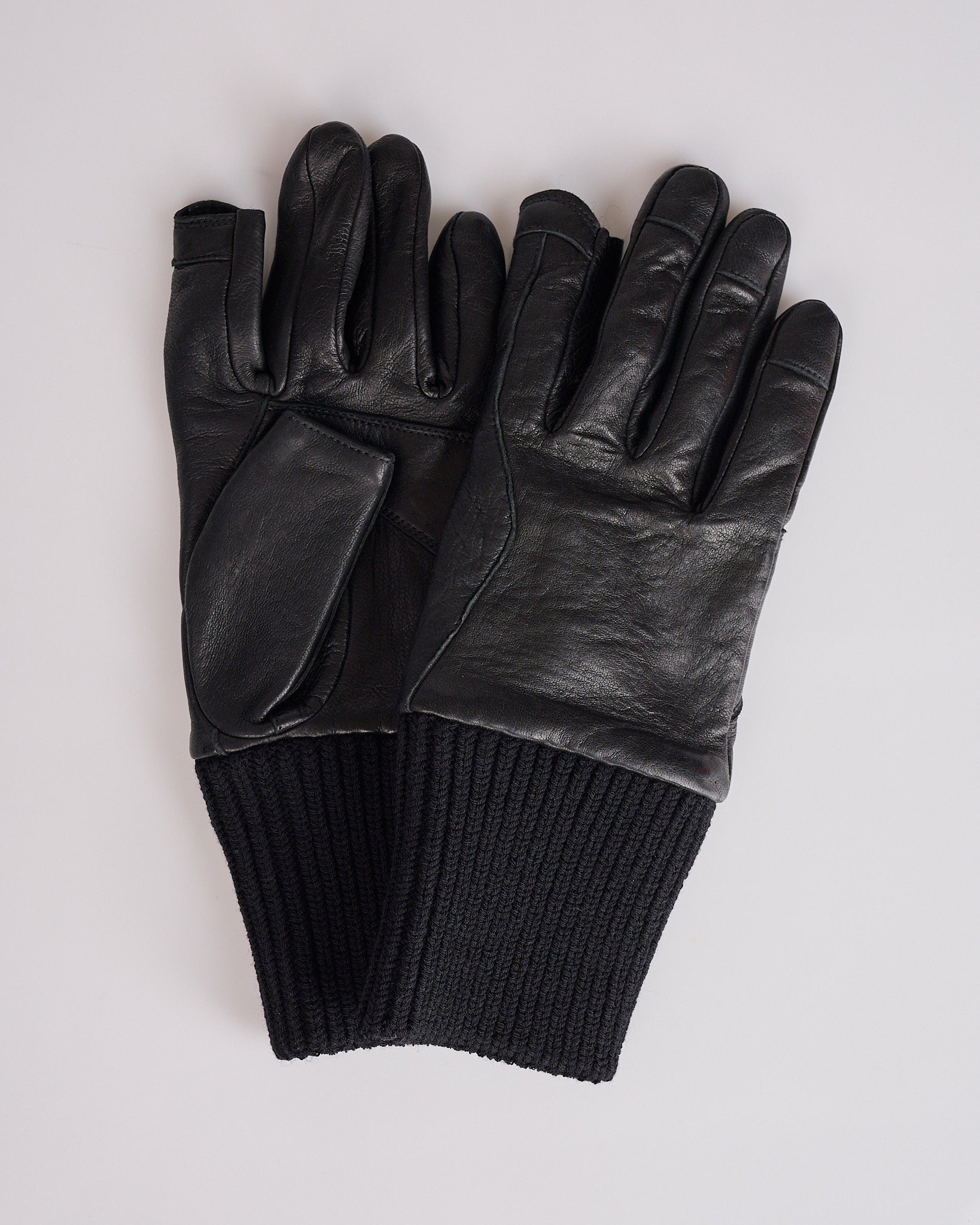 Rick Owens Rib Cuff Glove Tumbled Lamb Leather Black – LESS 17