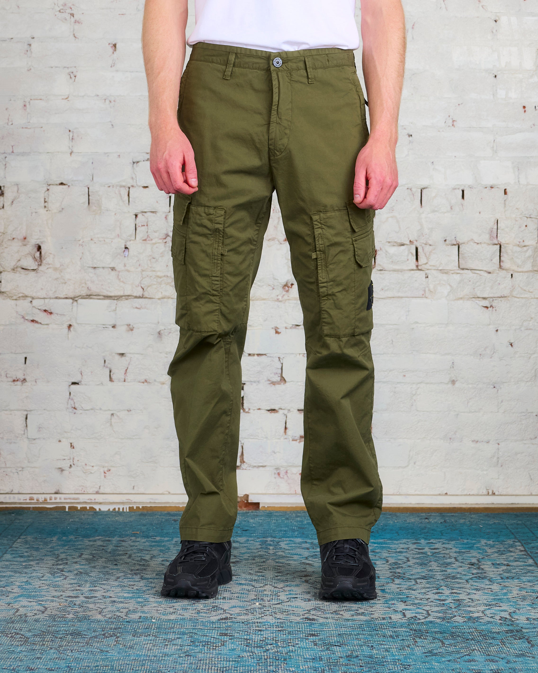 Stone Island Gabardine Stretch Side Zip Cargo Pant Olive