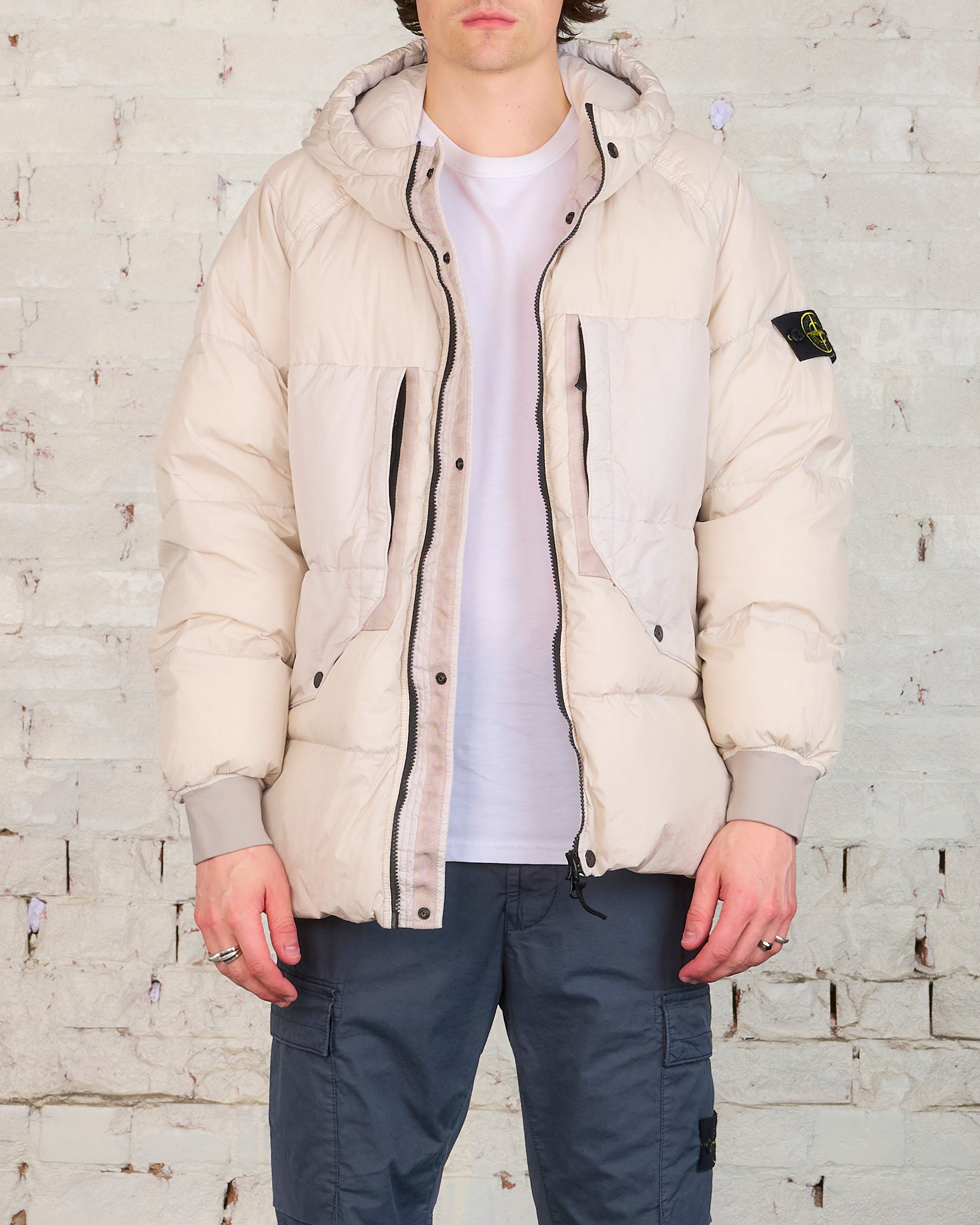 Stone Island Recycled Crinkle Reps Down Jacket Plaster