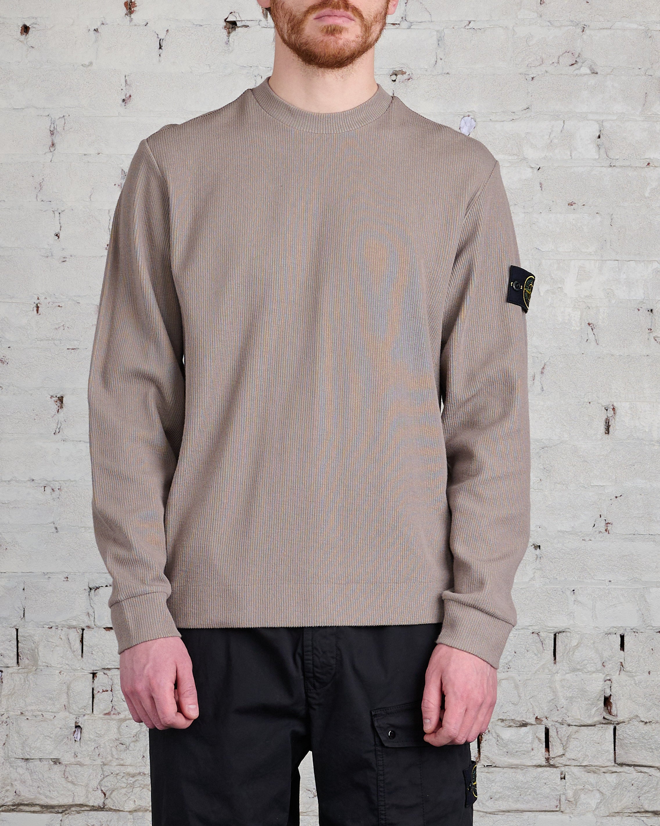 Stone Island Ribbed Cotton/Nylon Sweater Dove Grey