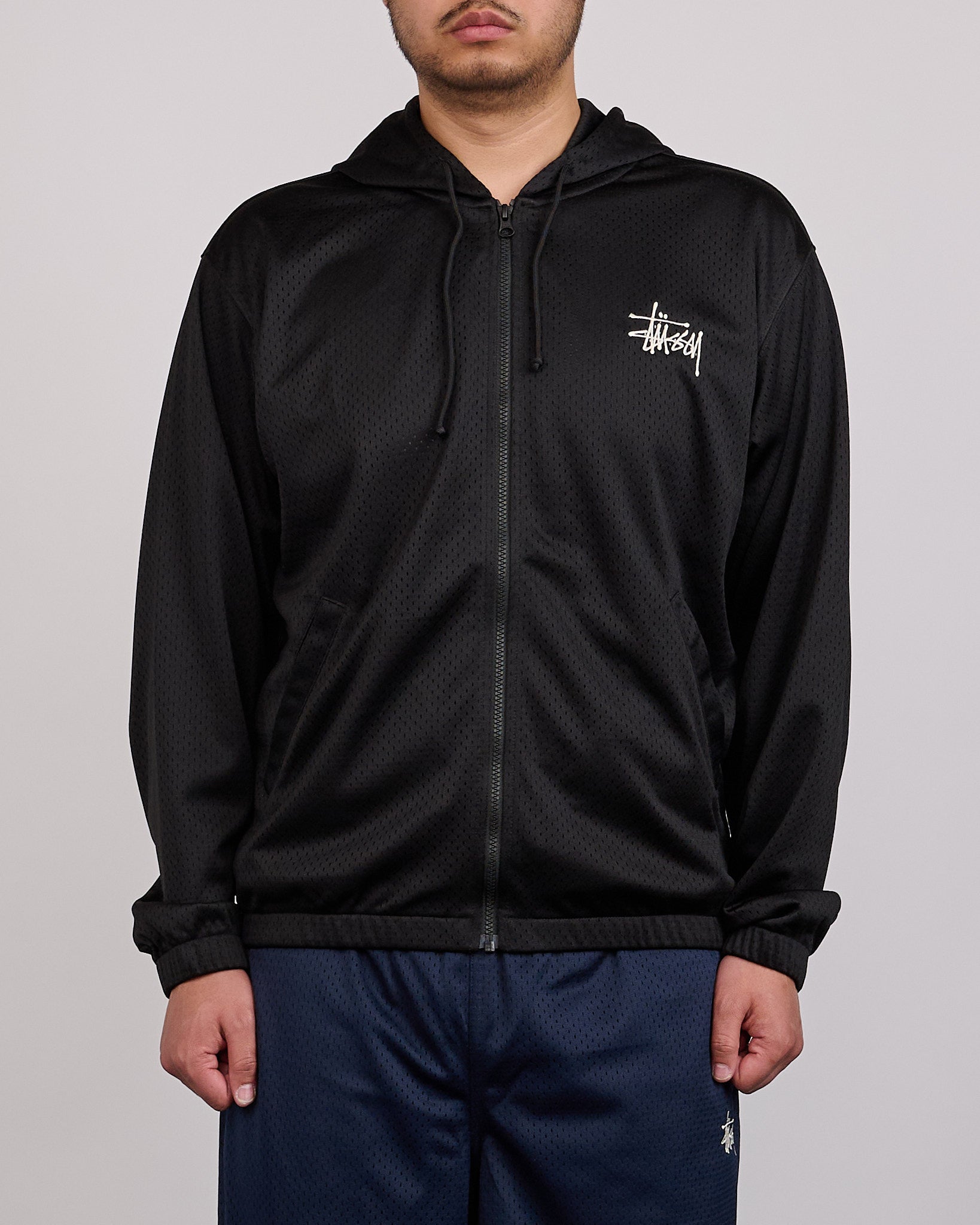 Stussy Athletic Mesh Zip Hoodie Black – LESS 17