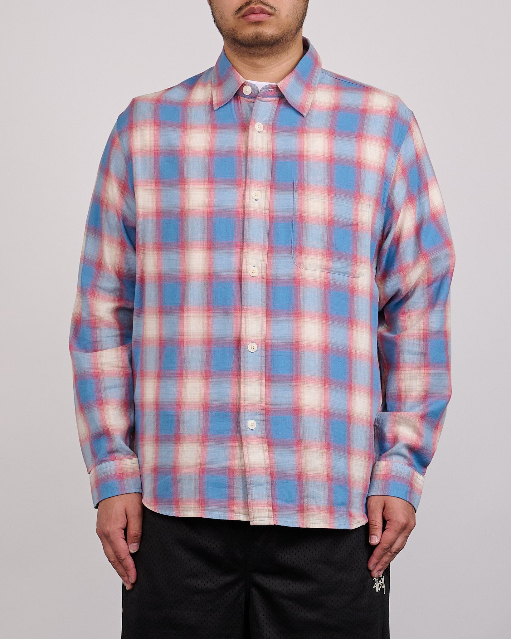 Stussy Beach Ombre Plaid Button Shirt Blue – LESS 17