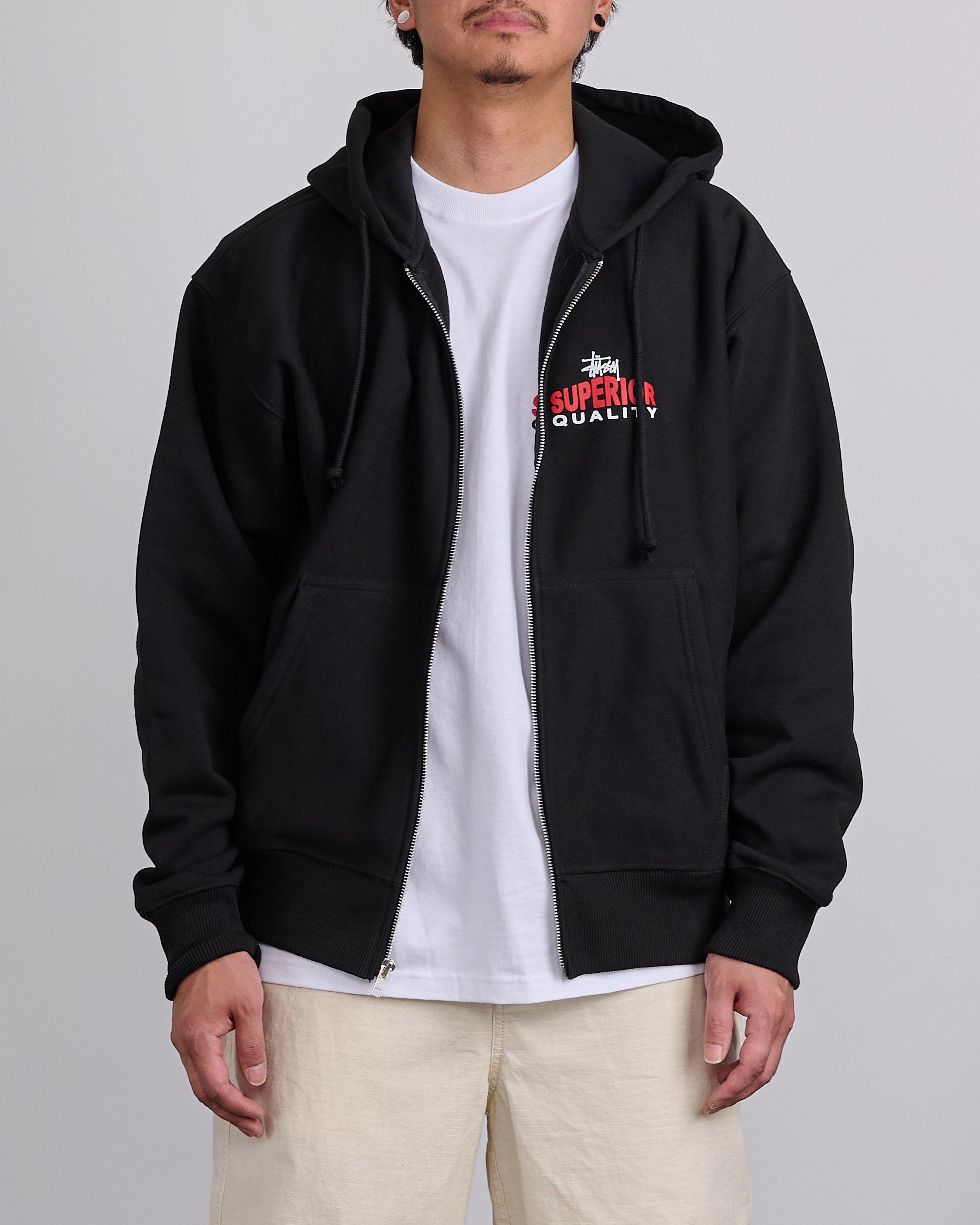 Stussy Superior Quality Zip Hoodie Black – LESS 17 Stussy Superior Quality Zip Hoodie Black – LESS 17