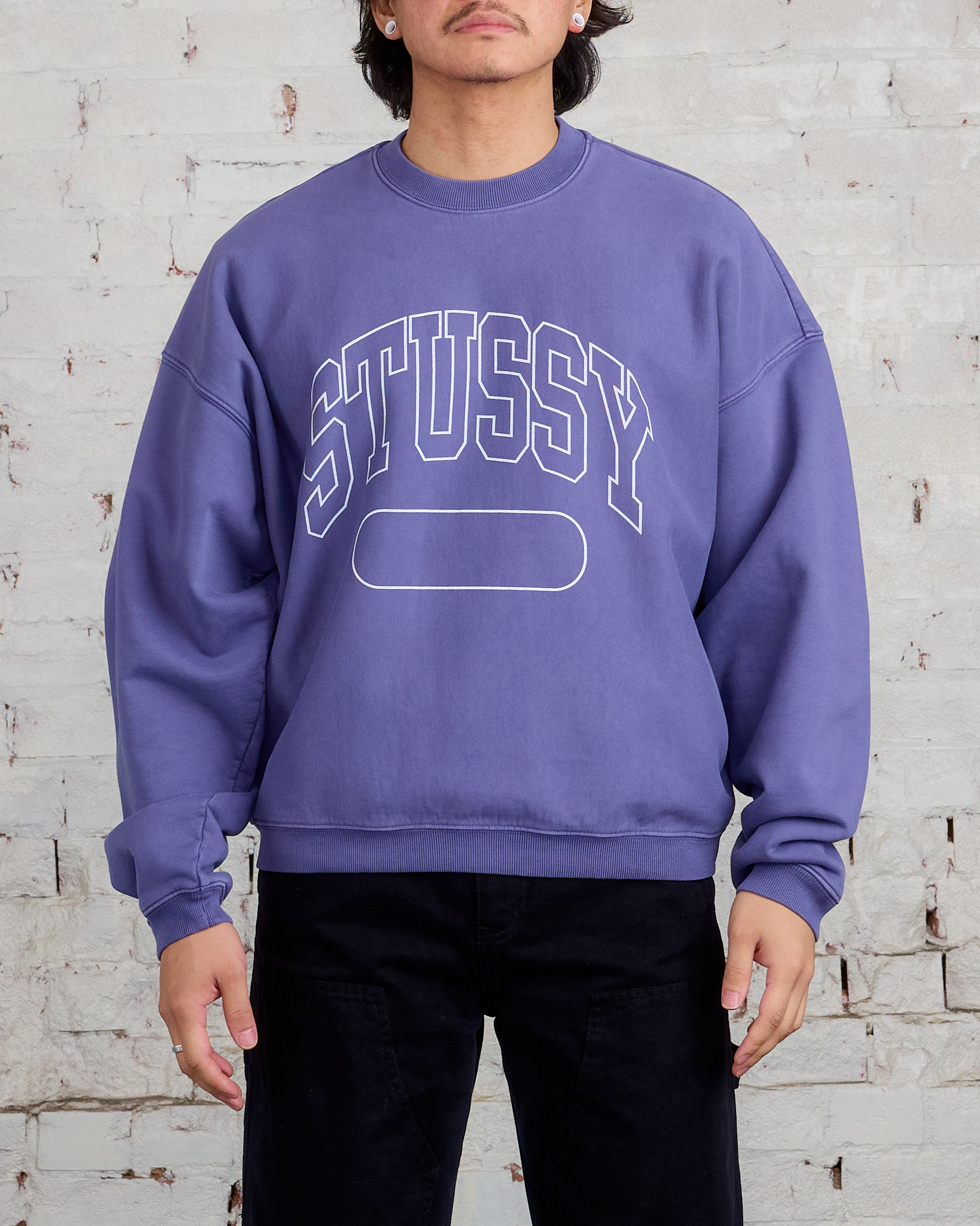 Stussy Varsity Oversized Crewneck Washed Blue – LESS 17