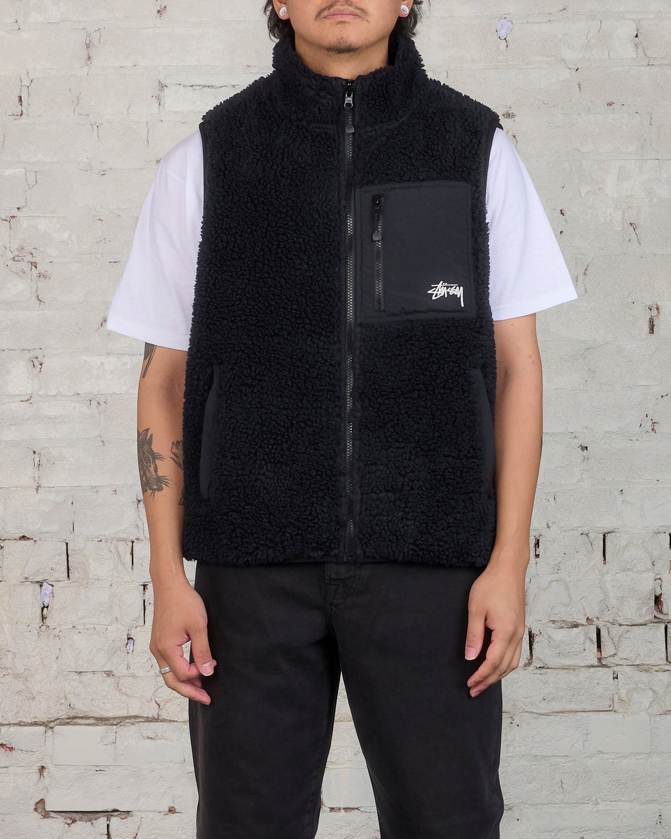 Stussy Sherpa Reversible Vest Black – LESS 17