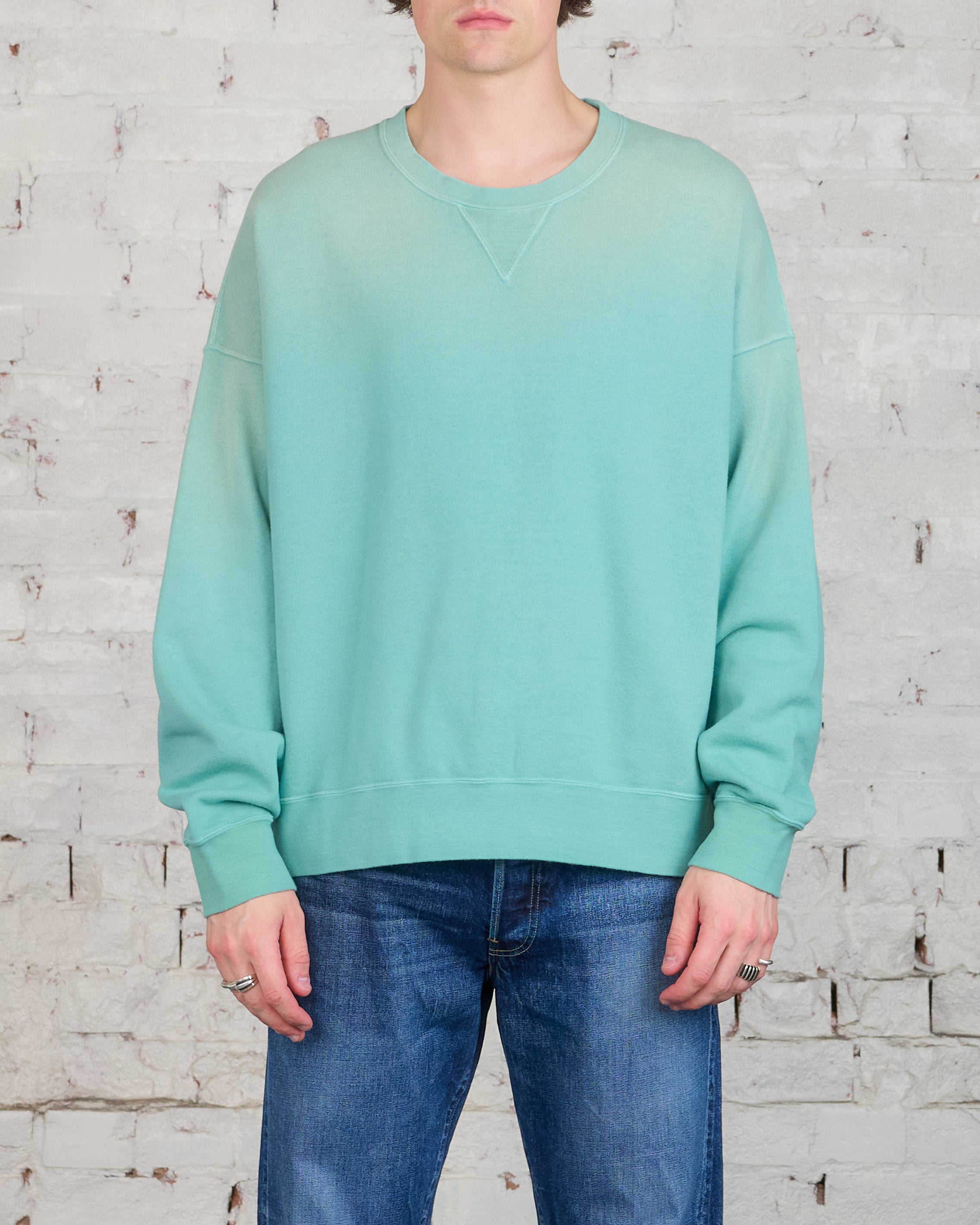 visvim Motors Club Amplus SB Damaged Finish Crewneck Lt Green