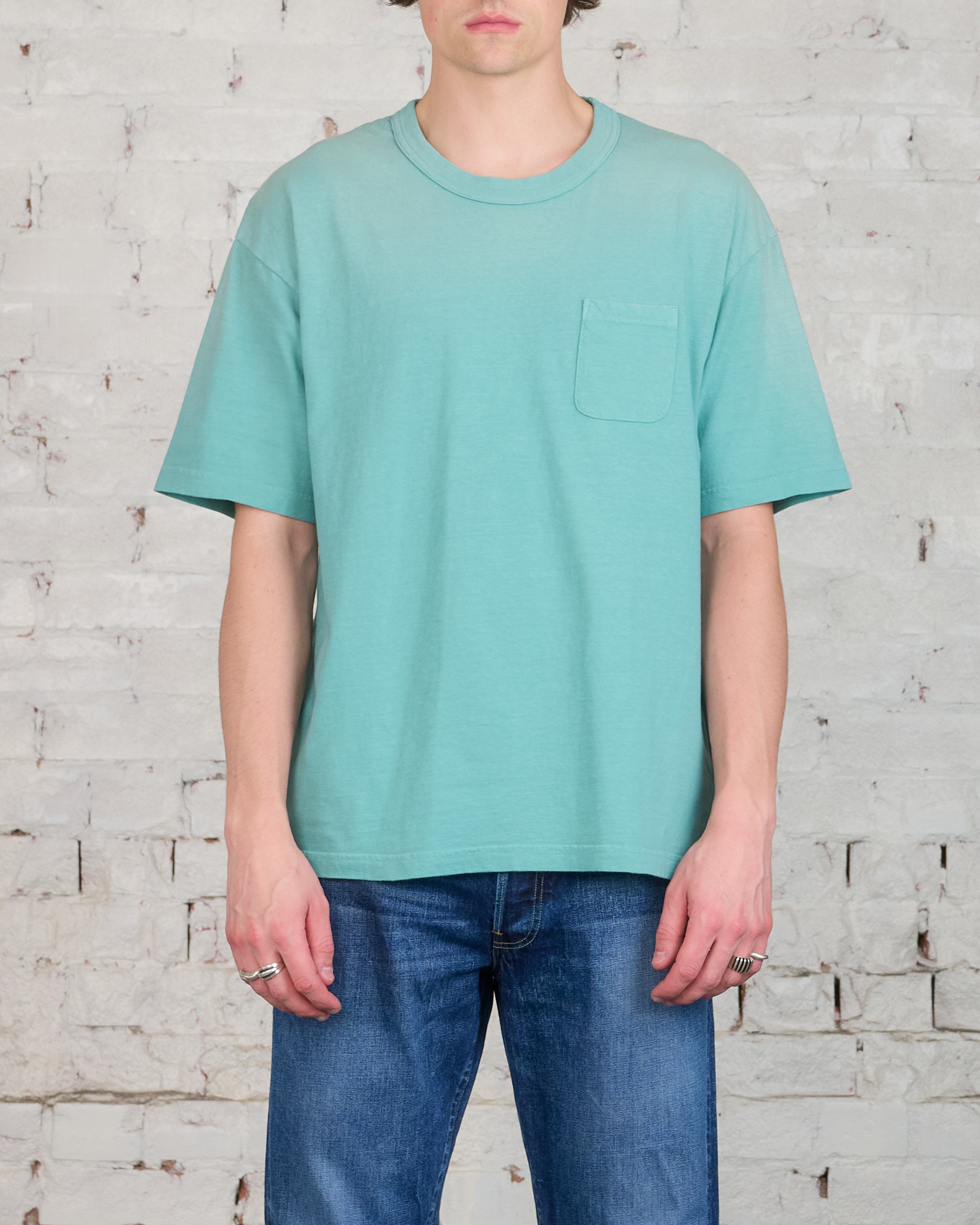 visvim Motors Club Jumbo Damaged Finish T-Shirt Lt Green