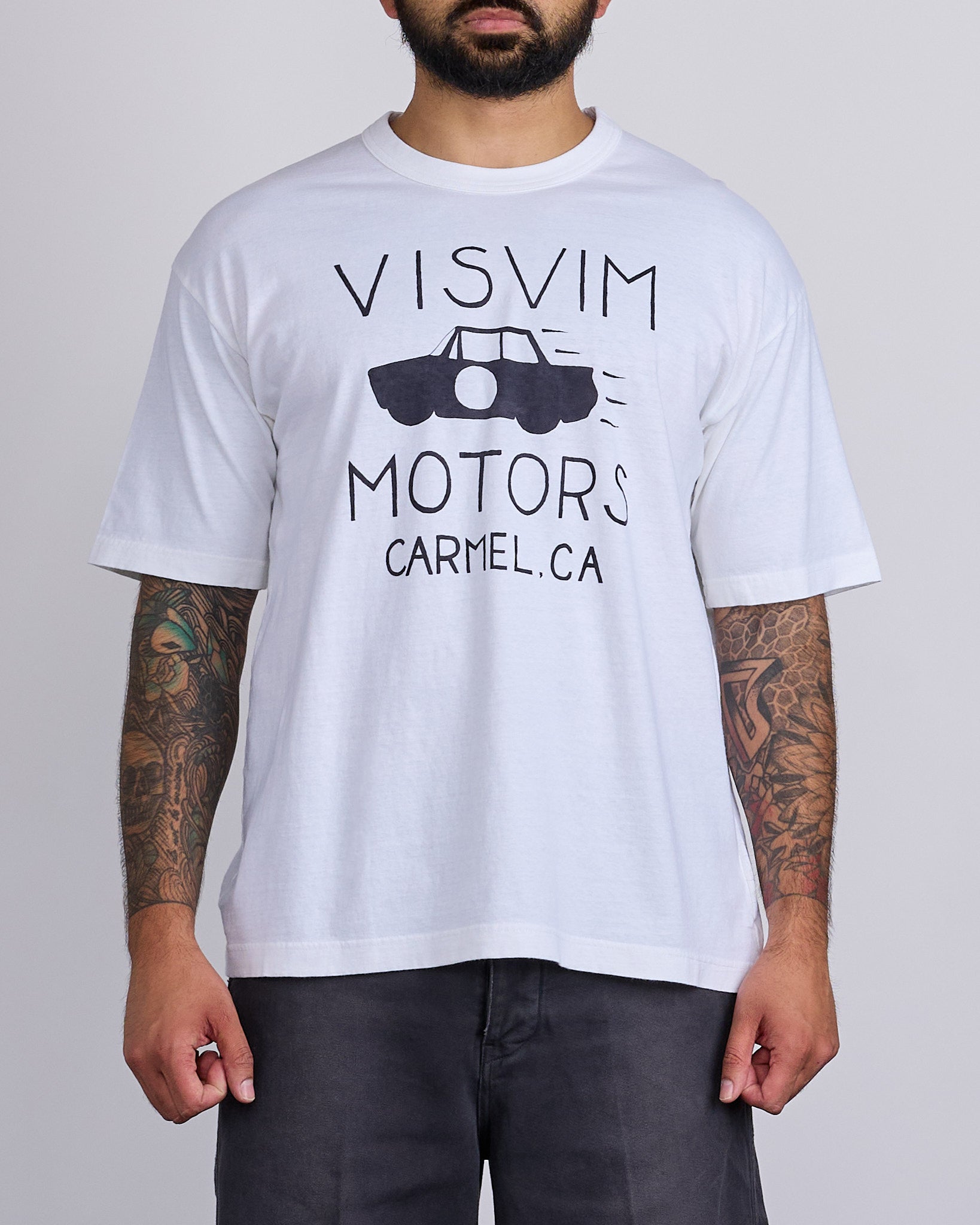visvim Motors Jumbo Tee DMGD White – LESS 17
