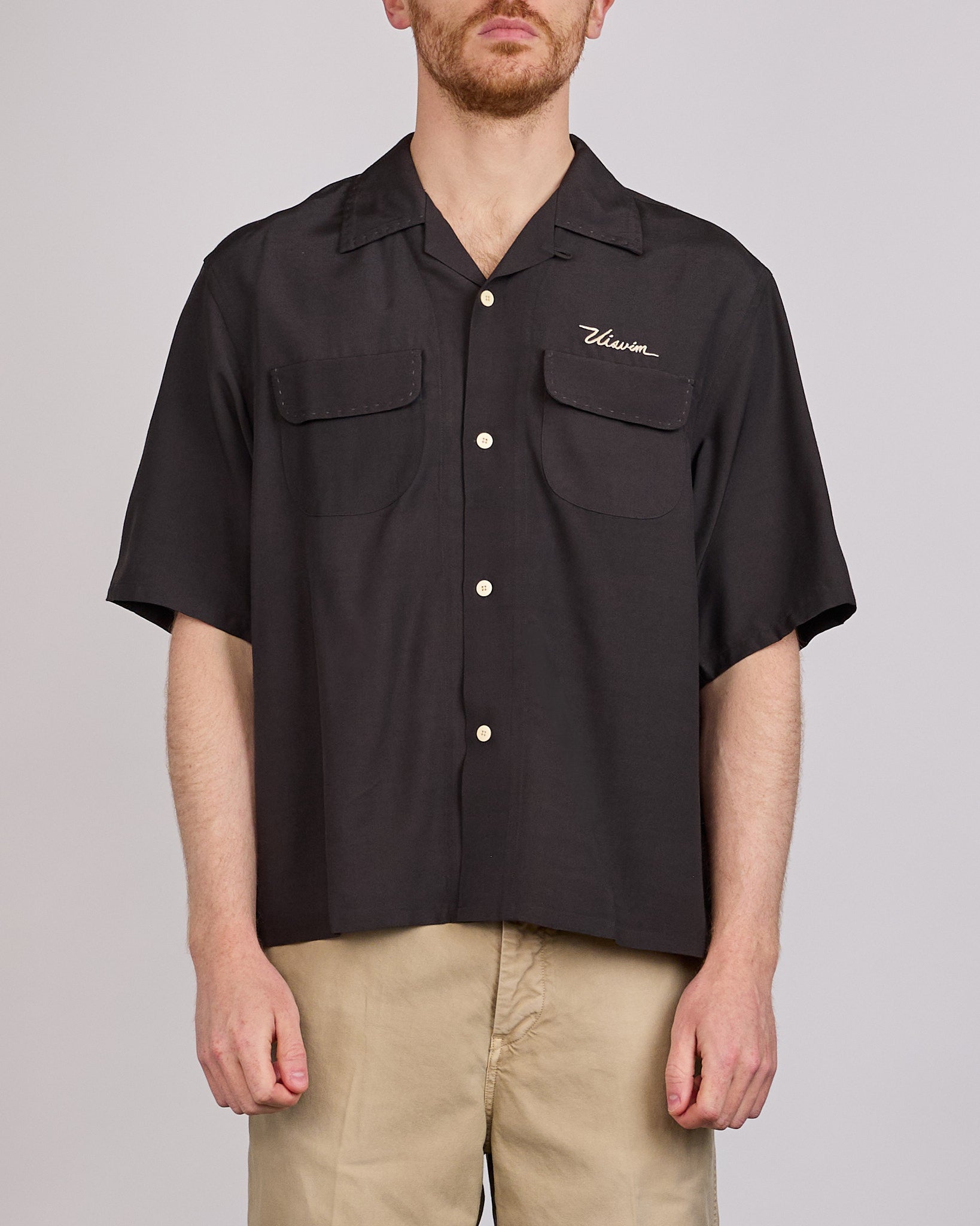 visvim Summer Spot Keesey Short Sleeve Button Shirt Charcoal – LESS 17