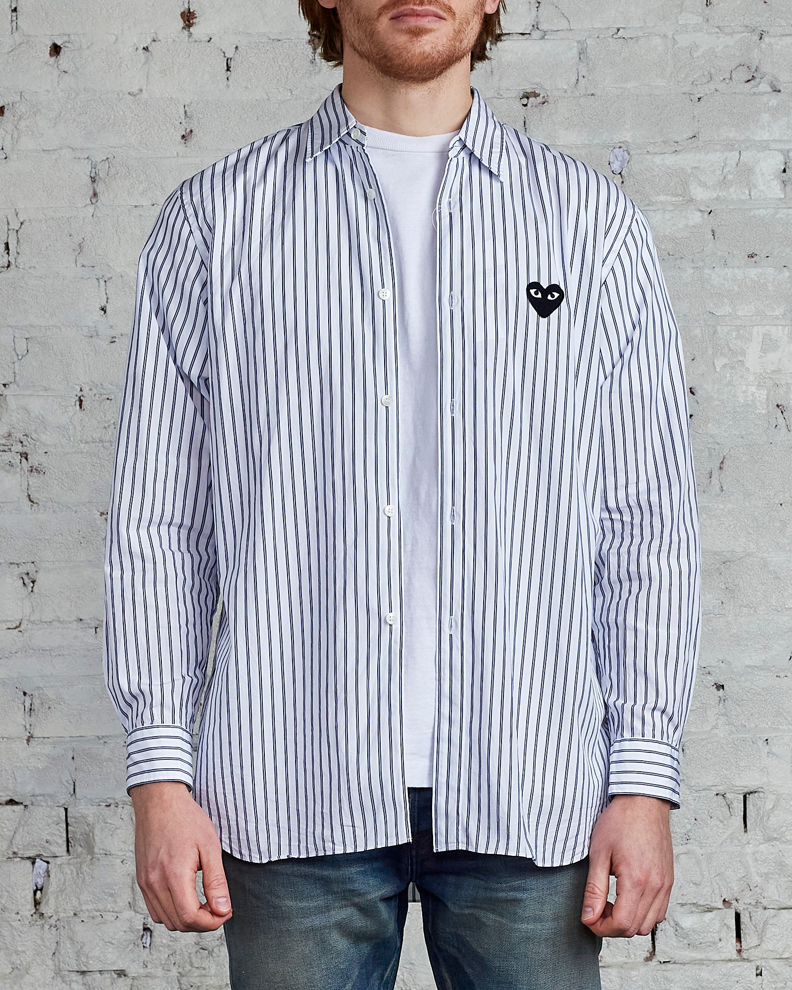 Black Comme Des Garcons Play Striped Shirt Comme Des Garçons PLAY
