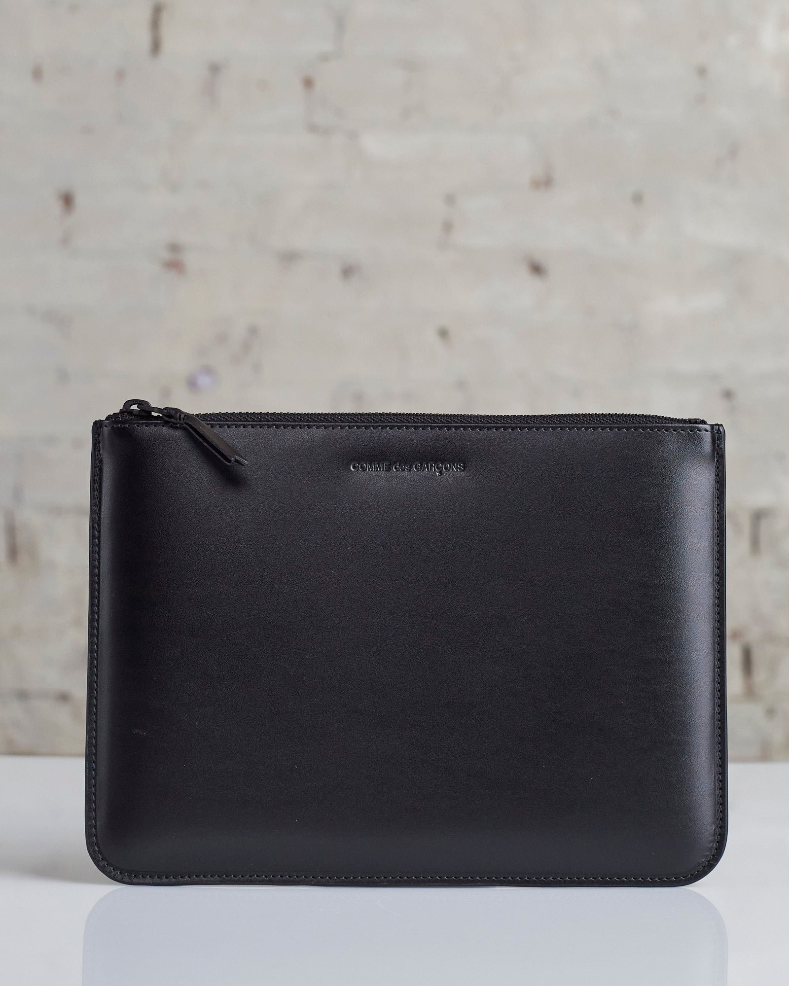 Comme des Garçons Wallet Very Black Leather Line Large Zip Pouch