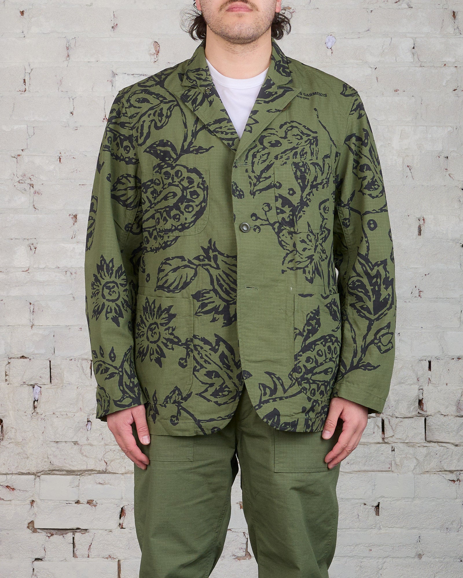 Engineered Garments Bedford Jacket Olive Floral Ripstop