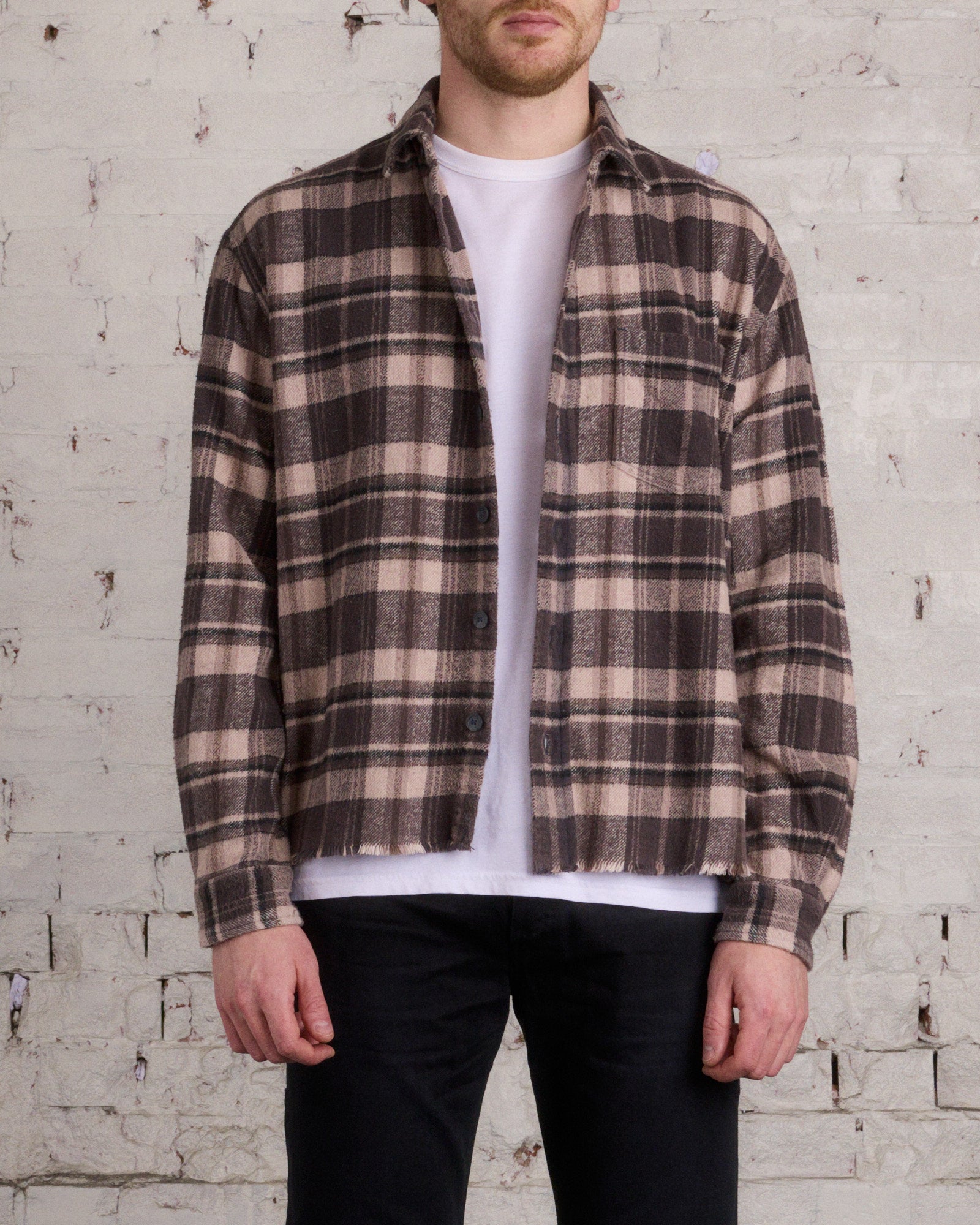 John Elliott Hemi Oversized Long Sleeve Button Shirt Lagoon Check