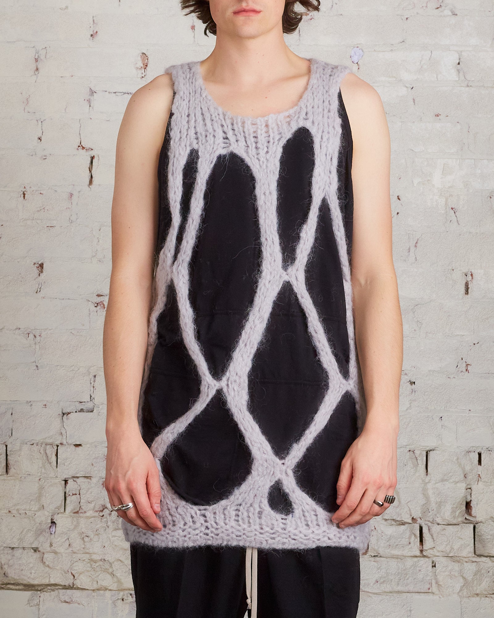 Rick Owens Runway Knit Net Tank Pearl