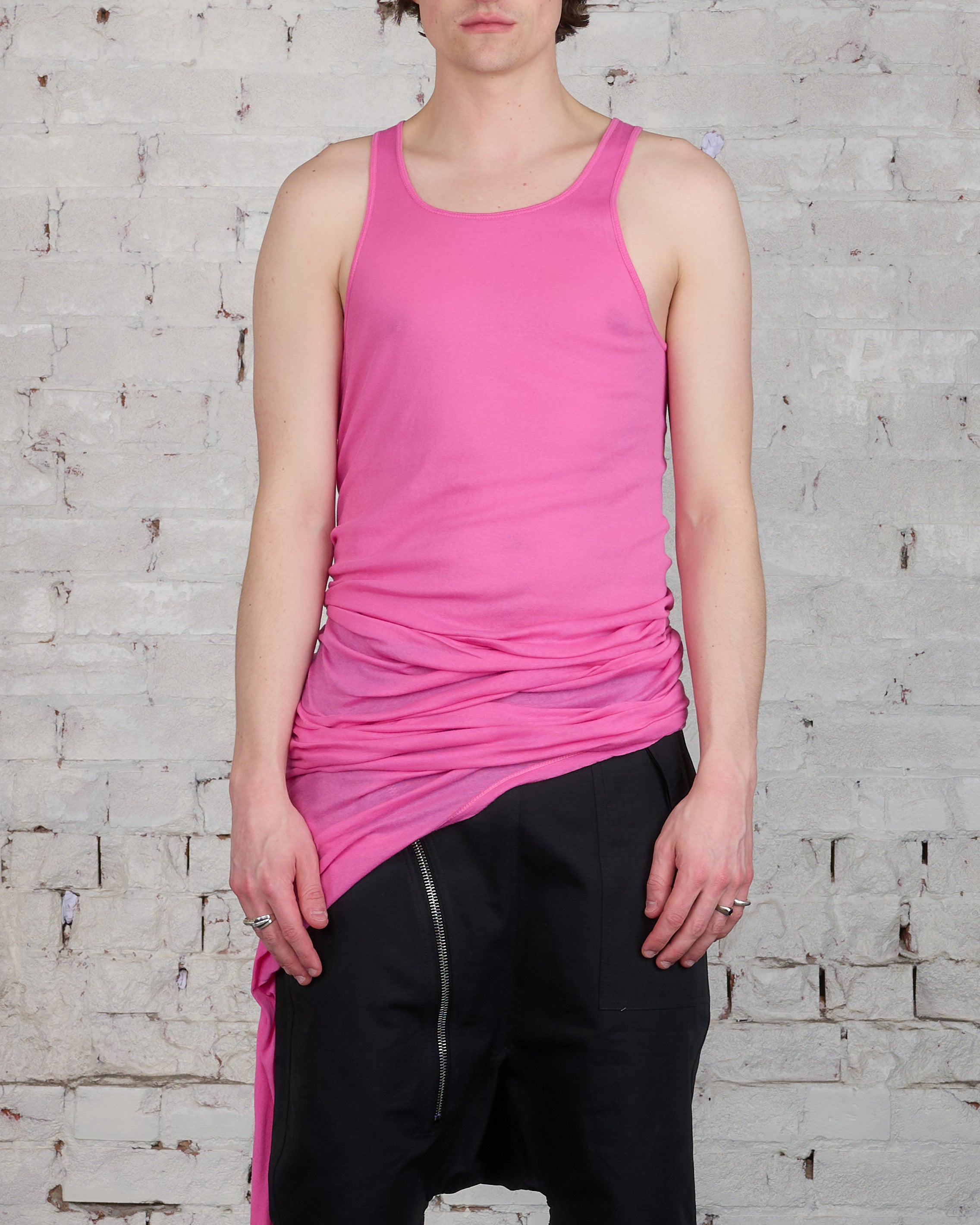 Rick Owens Ziggy Mini-Ribbed Tank Hot Pink