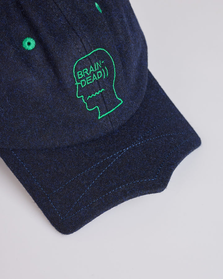 Brain Dead Batwing Logohead Flannel Cap Navy
