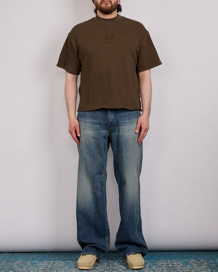 Brain Dead Boxy Thermal Mockneck T-Shirt Brown