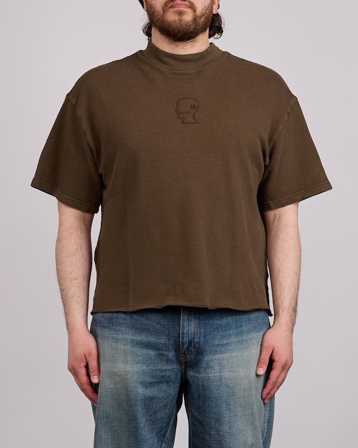 Brain Dead Boxy Thermal Mockneck T-Shirt Brown