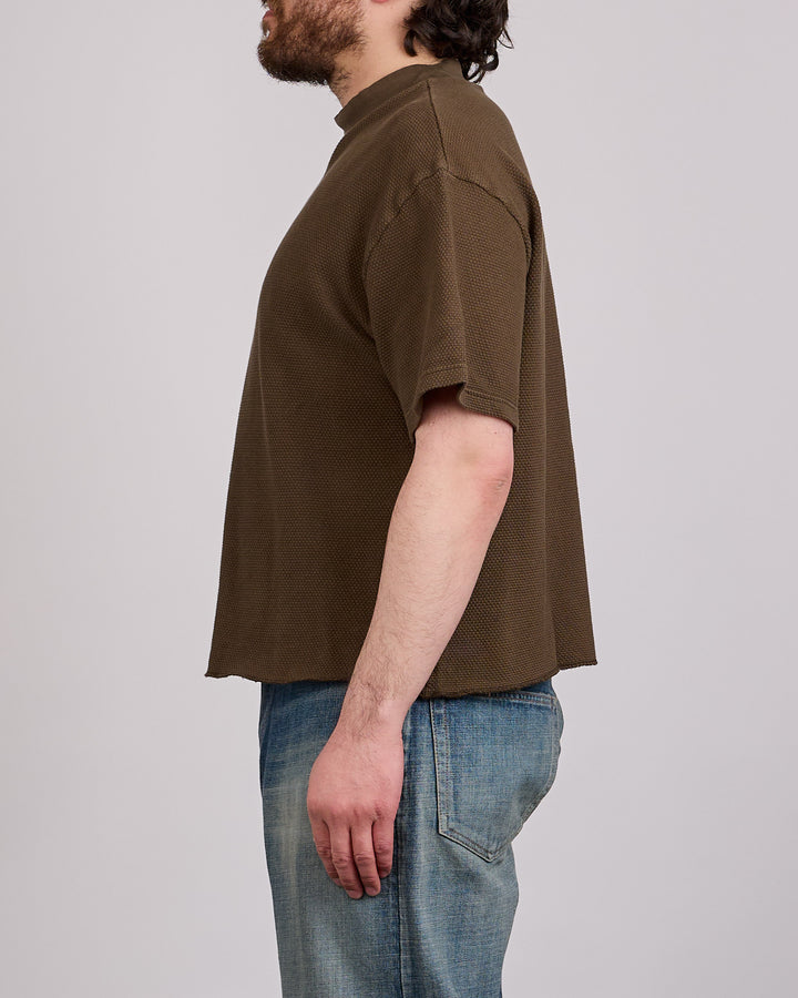 Brain Dead Boxy Thermal Mockneck T-Shirt Brown
