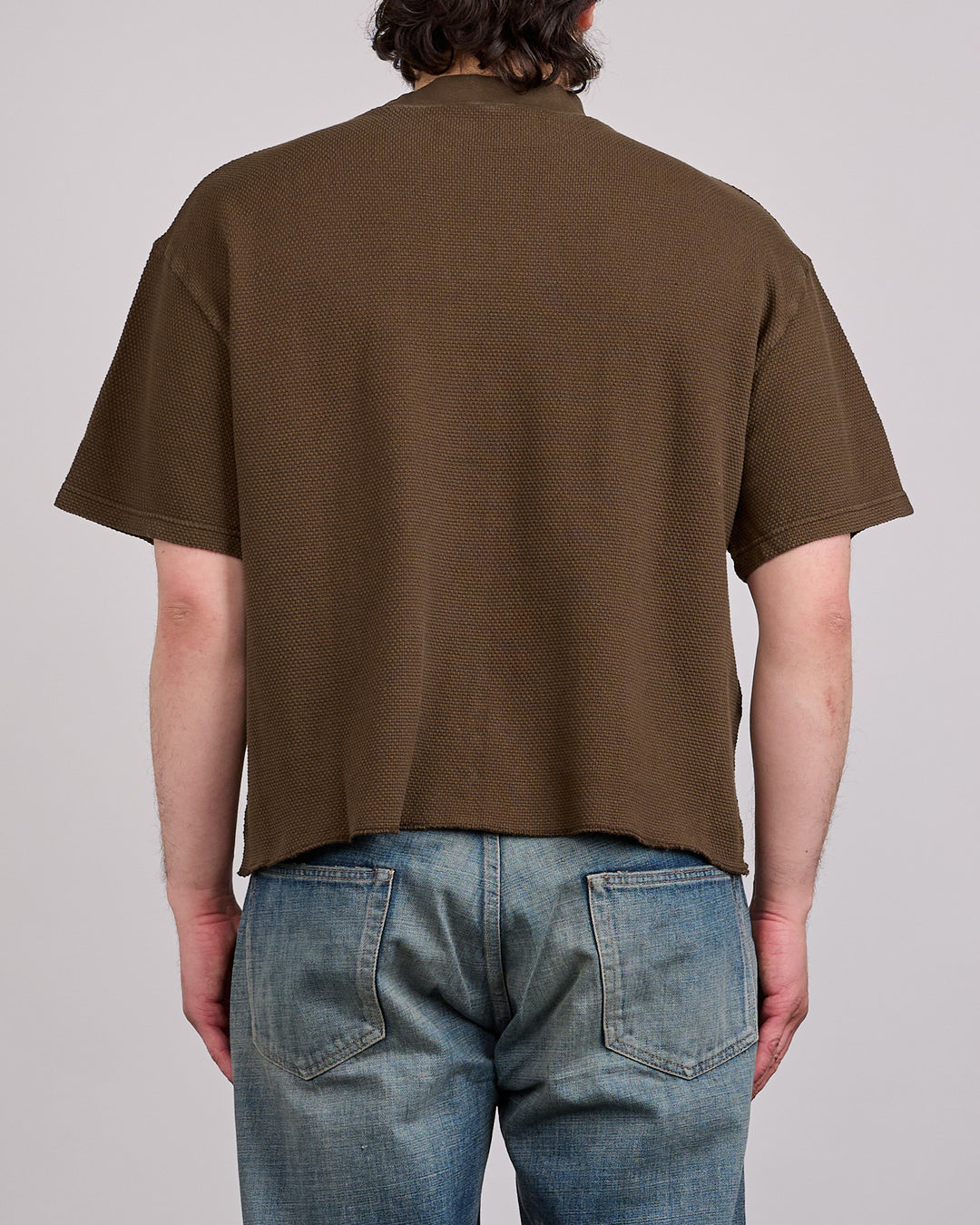 Brain Dead Boxy Thermal Mockneck T-Shirt Brown