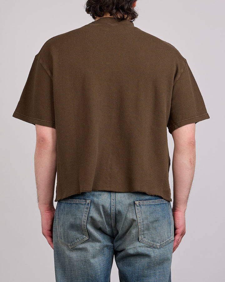 Brain Dead Boxy Thermal Mockneck T-Shirt Brown