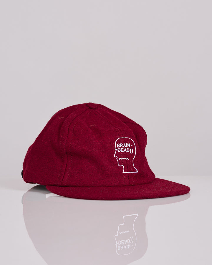 Brain Dead Flannel Logohead 6-Panel Cap Burgundy