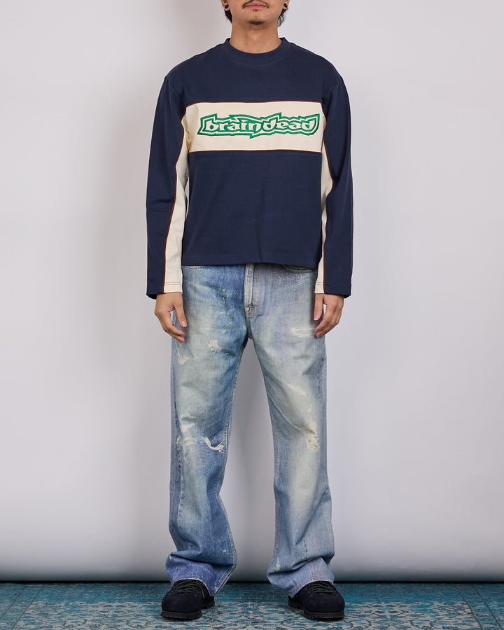 Brain Dead Heavyweight Panel Longsleeve T-Shirt Navy