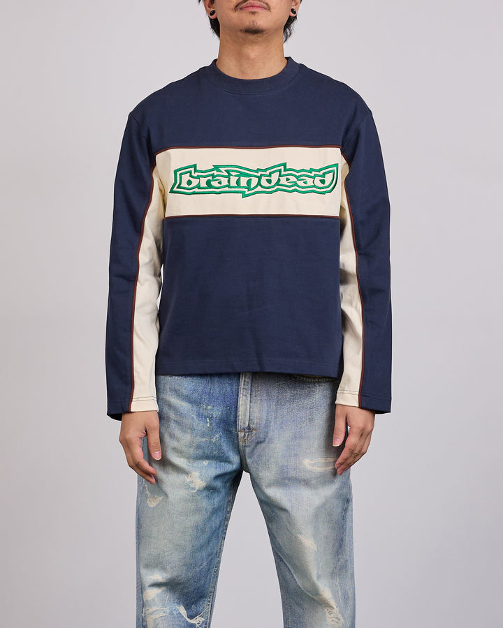 Brain Dead Heavyweight Panel Longsleeve T-Shirt Navy