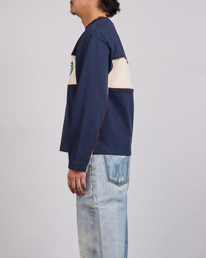 Brain Dead Heavyweight Panel Longsleeve T-Shirt Navy