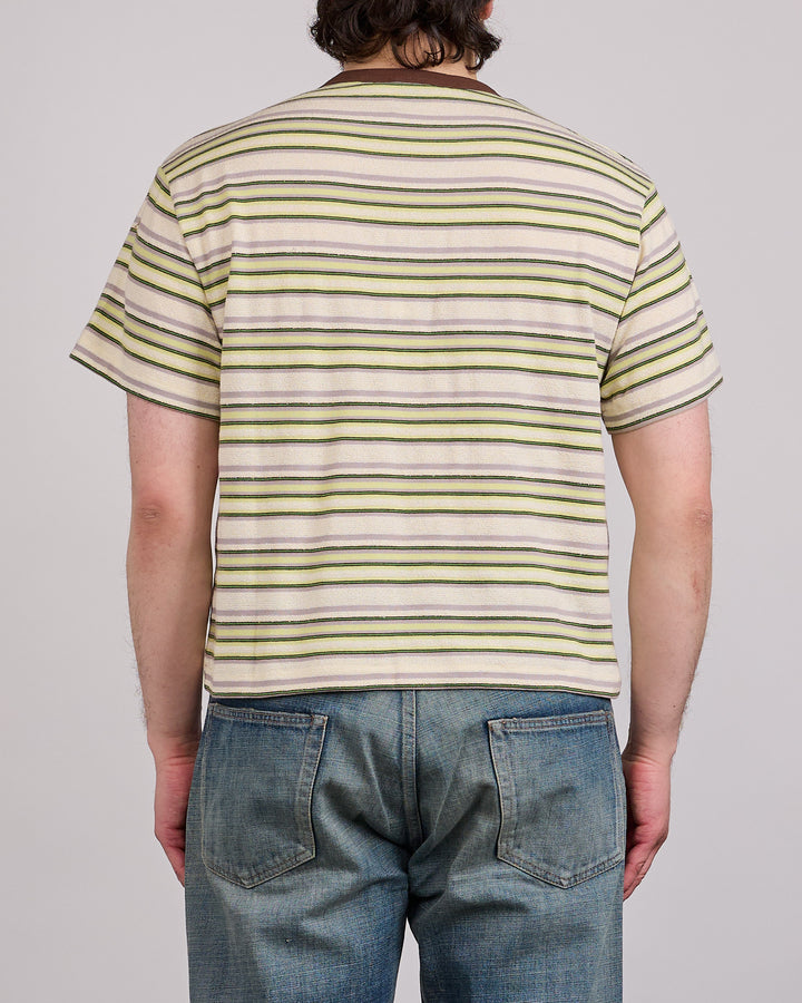 Brain Dead Looped Stripe T-Shirt Green Multi