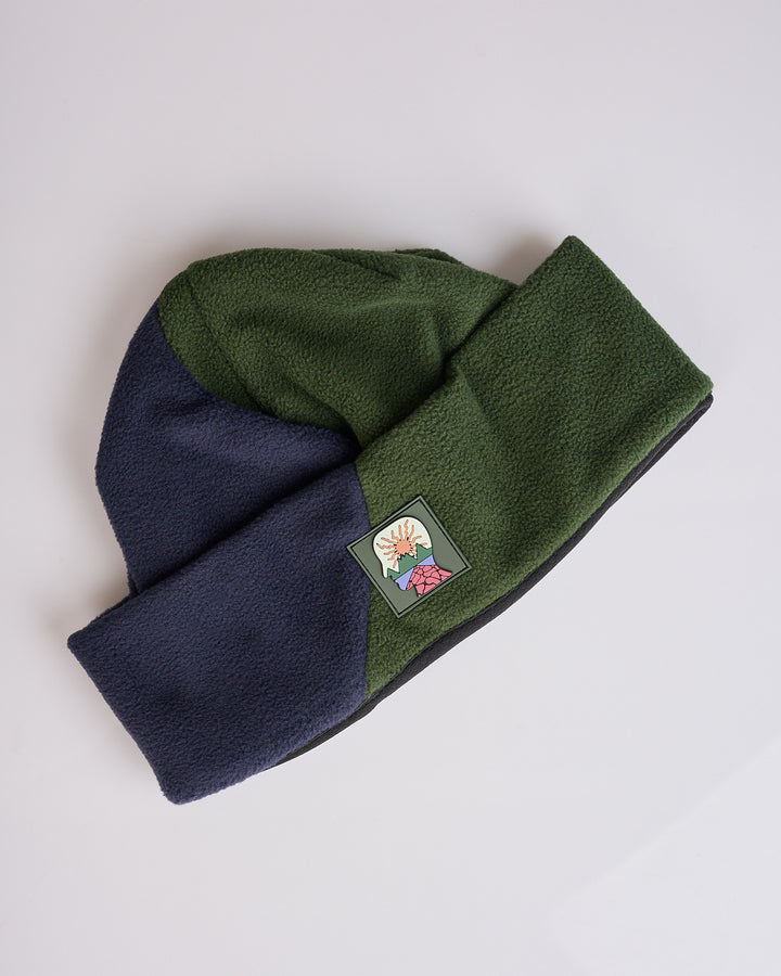 Brain Dead Organic Panel Polar Fleece Beanie Navy Olive