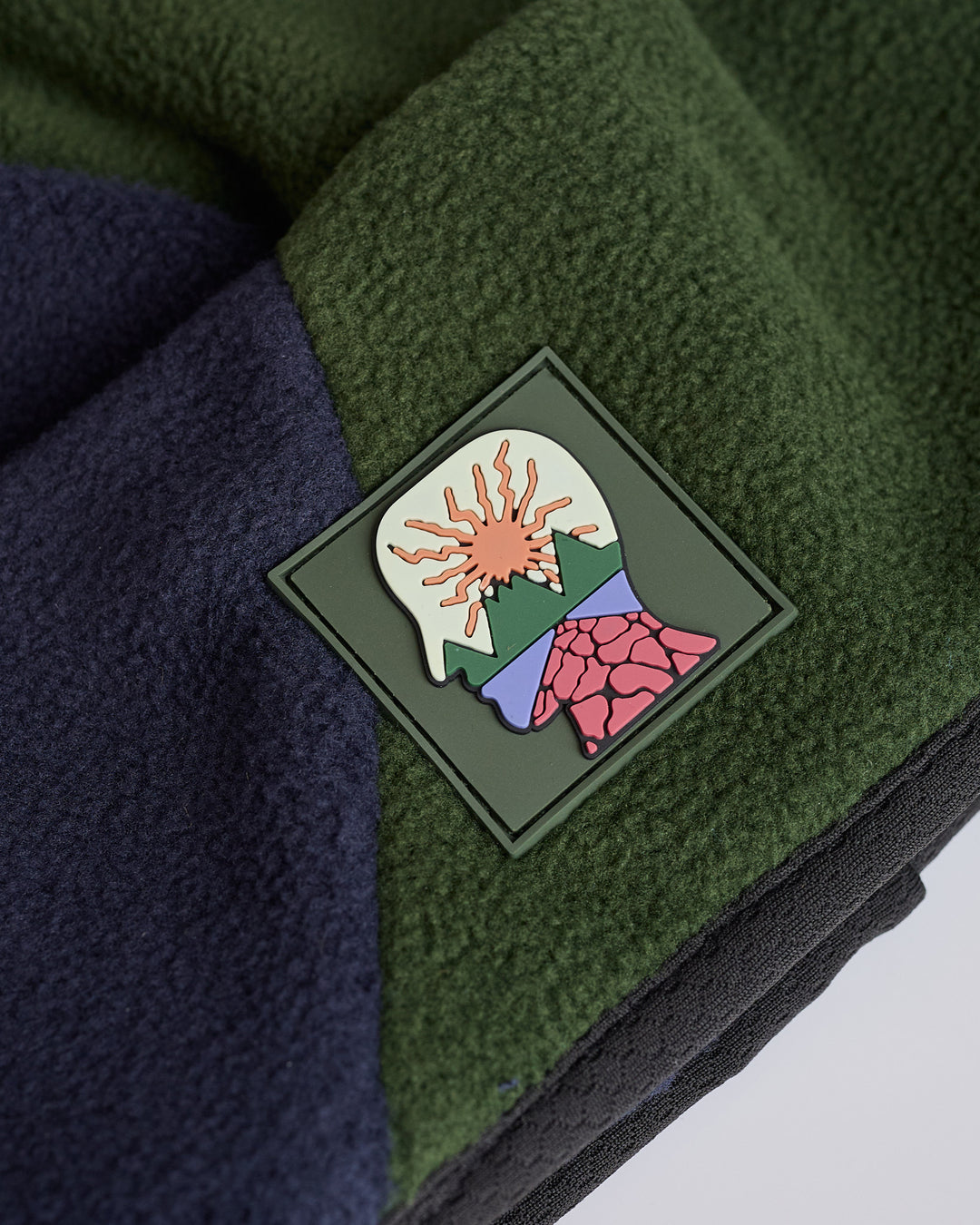 Brain Dead Organic Panel Polar Fleece Beanie Navy Olive
