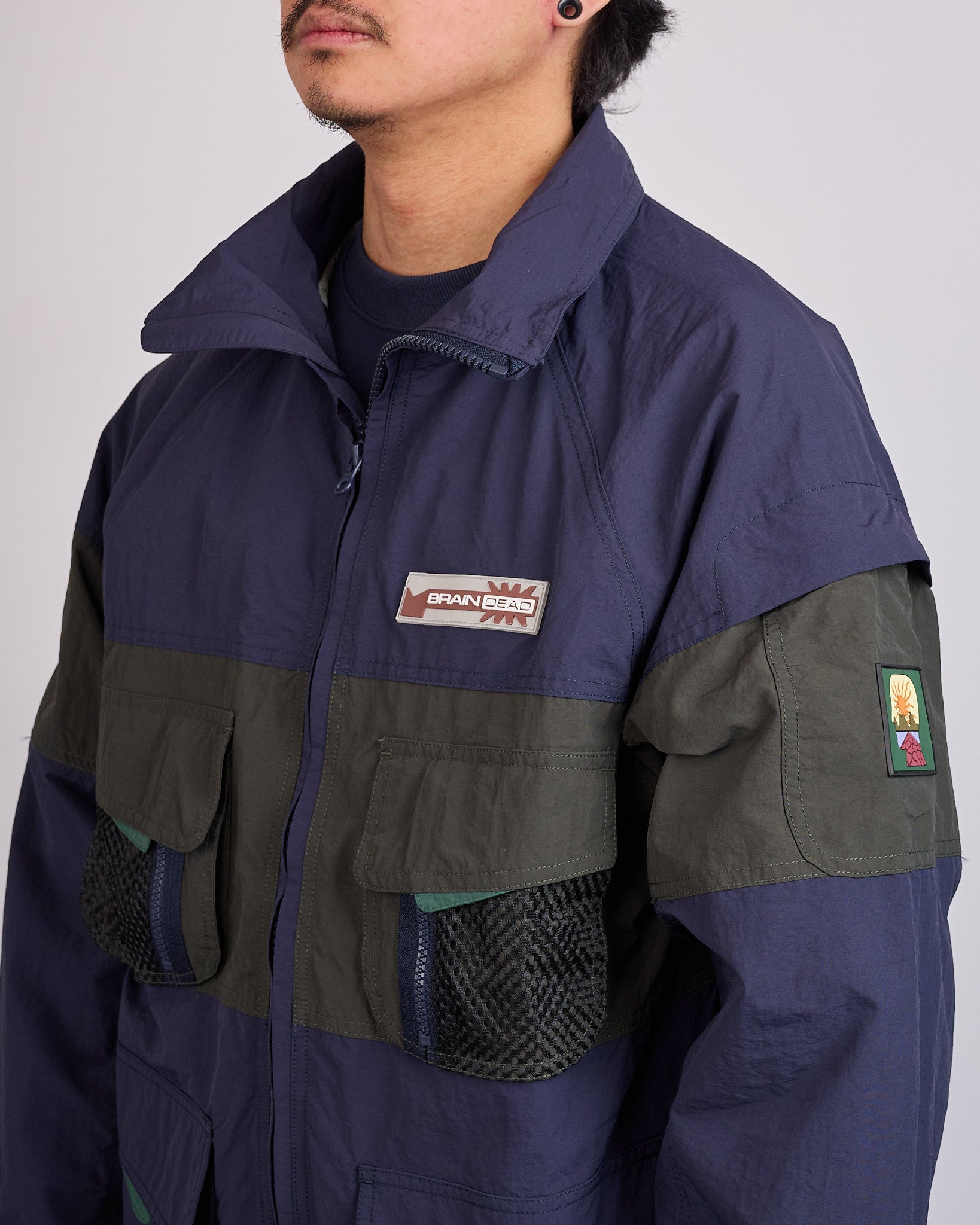 Brain Dead Panel Snow Jacket Navy – LESS 17
