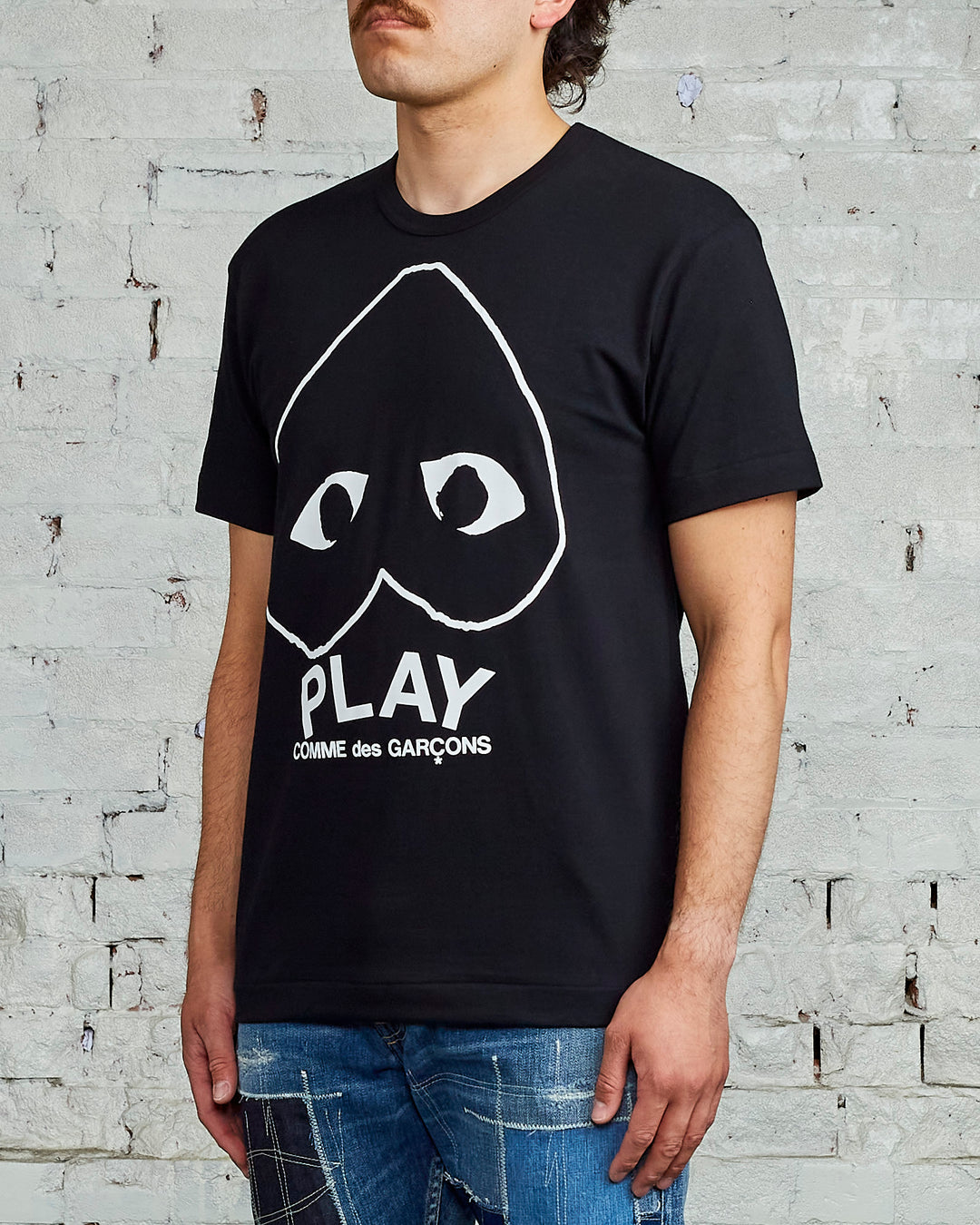 CDG PLAY Upside Down Heart Logo T-Shirt Black/White