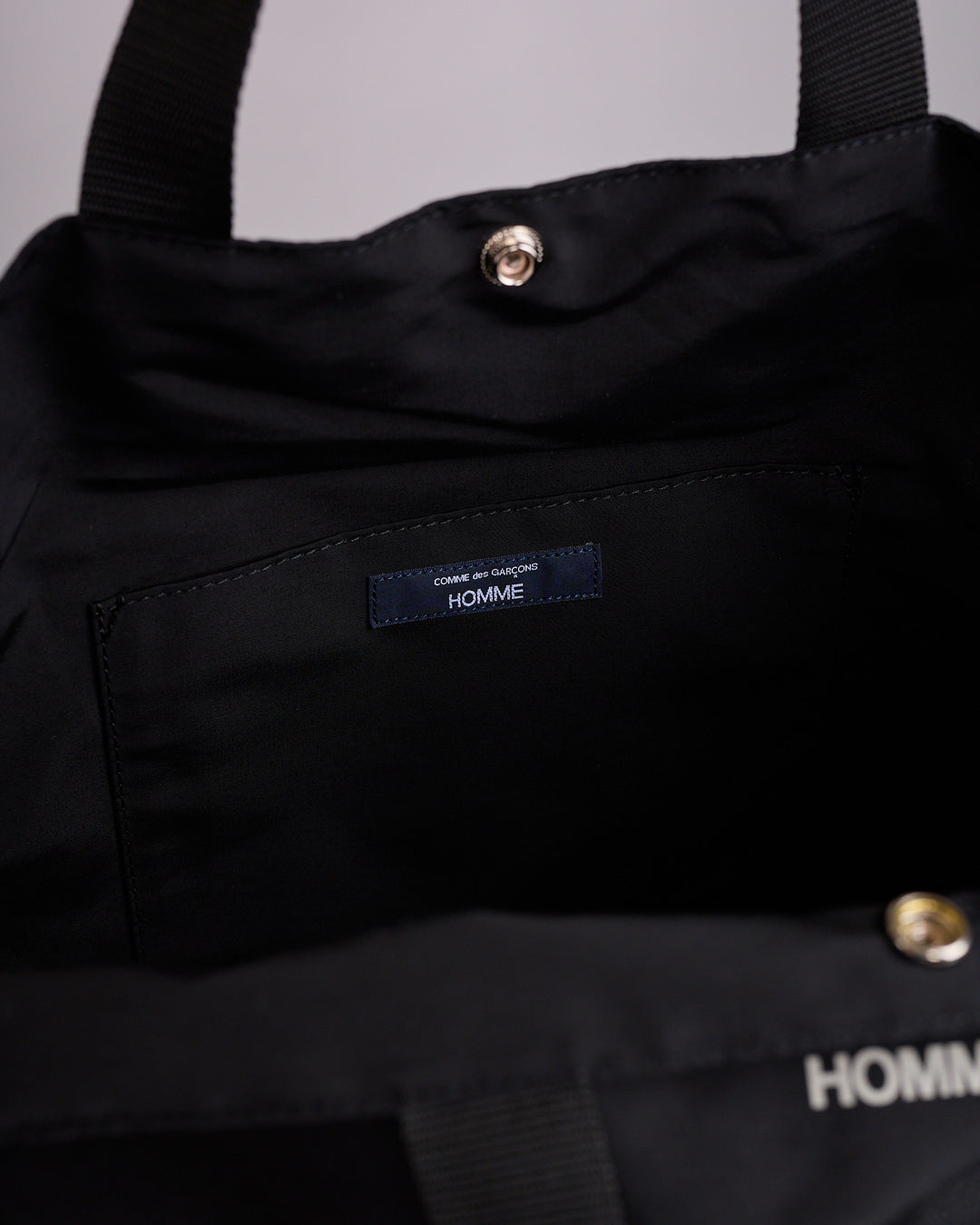 COMME des GARÇONS HOMME Cotton-Nylon Grosgrain Logo Tote Bag Black
