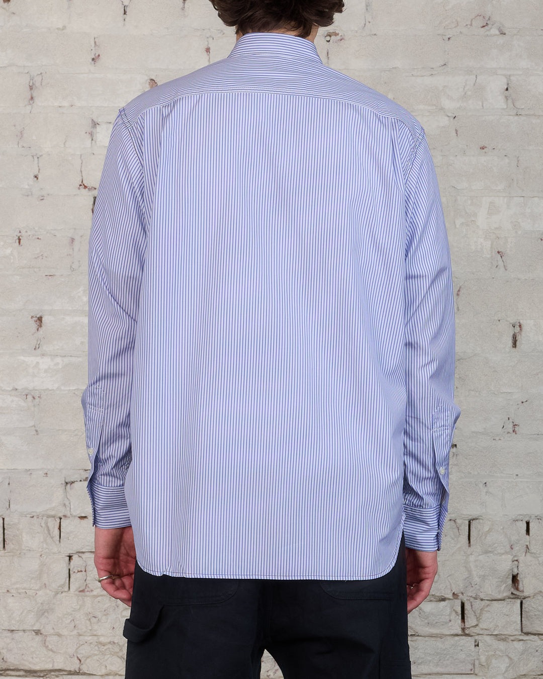 COMME des GARÇONS HOMME Cotton Broadcloth/Mix Fabric Button Shirt White/Blue