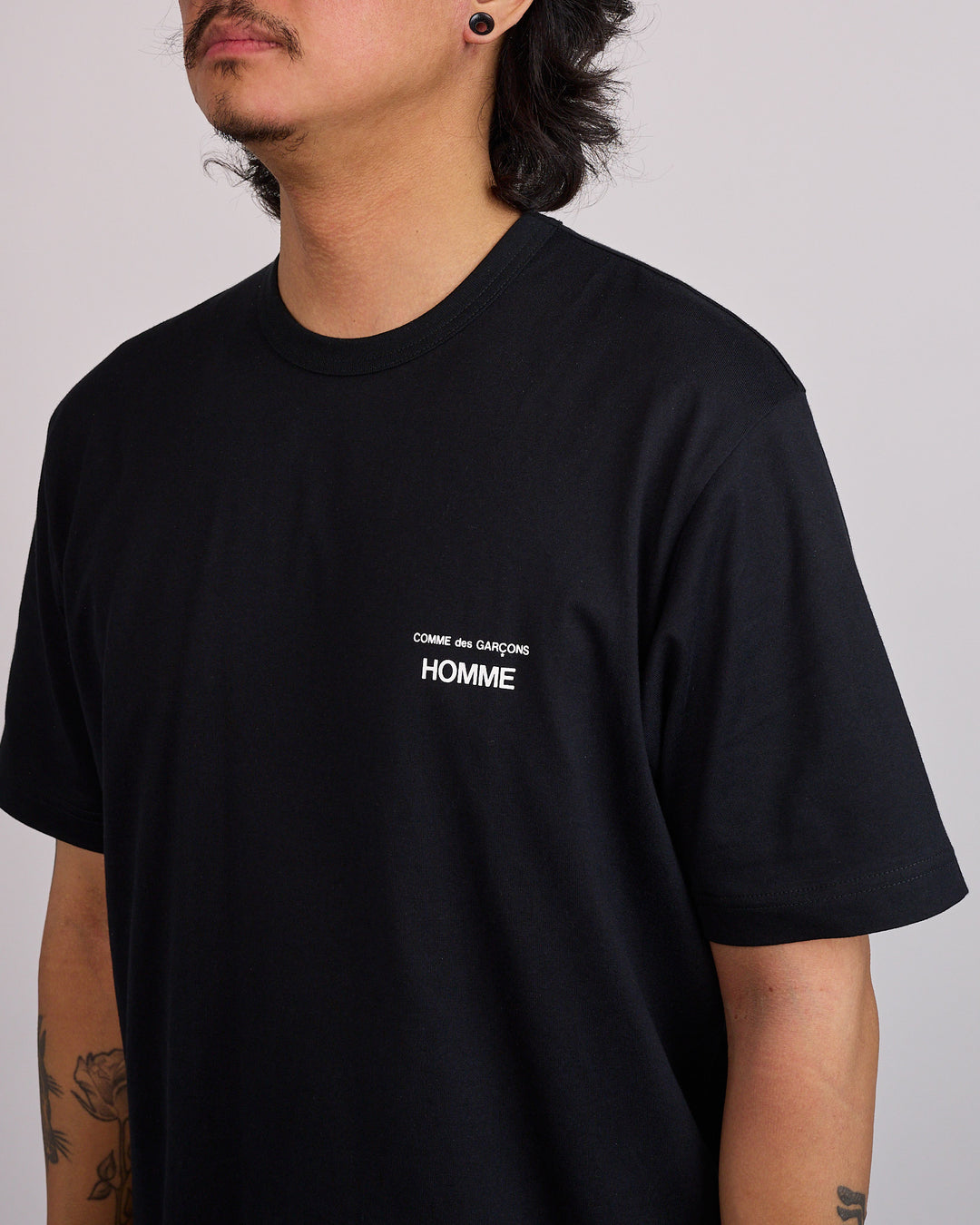 COMME des GARÇONS HOMME Cotton Jersey Logo Print T-Shirt Black