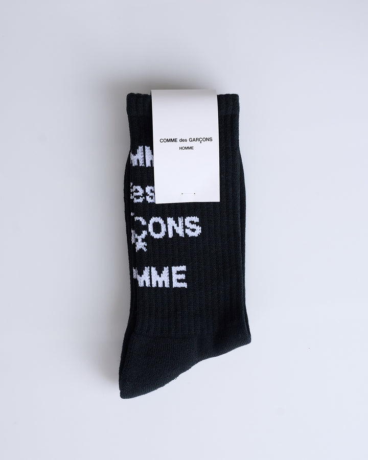 COMME des GARÇONS HOMME Cotton Pile Logo Sock Black