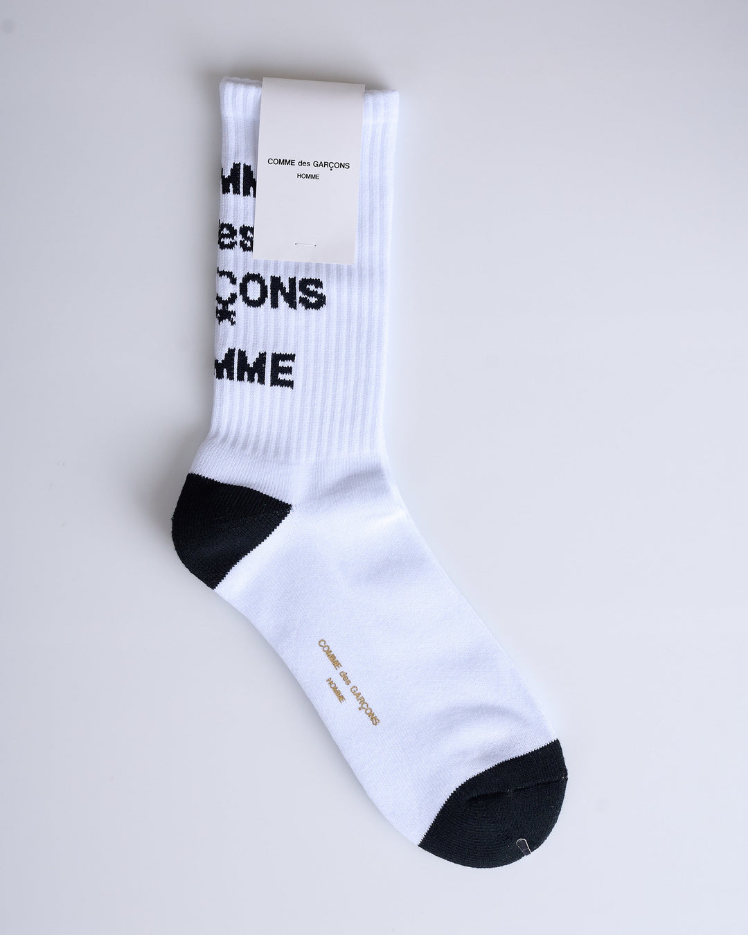 COMME des GARÇONS HOMME Cotton Pile Logo Sock White