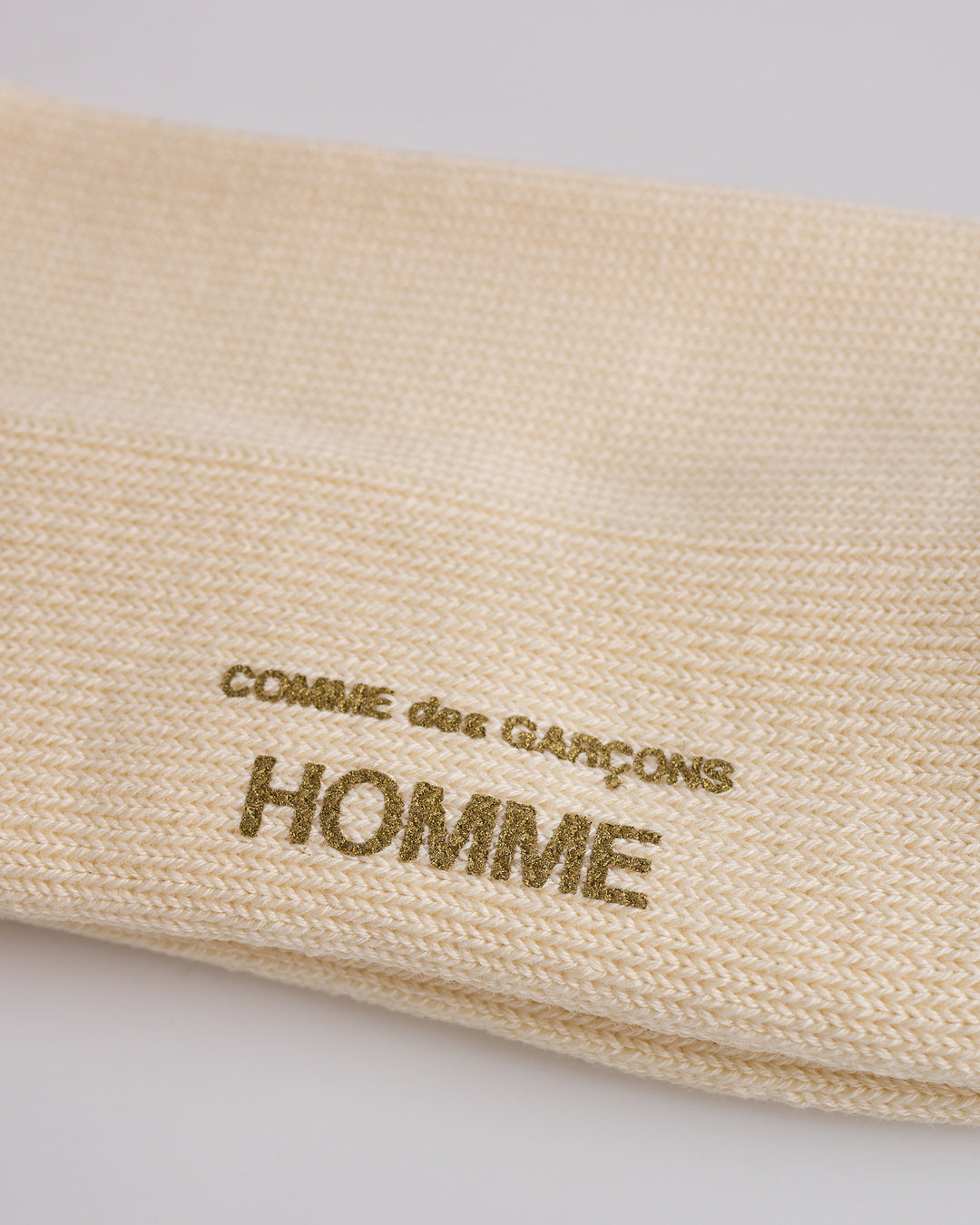 COMME des GARÇONS HOMME Cotton Stripe Sock Cream Brown