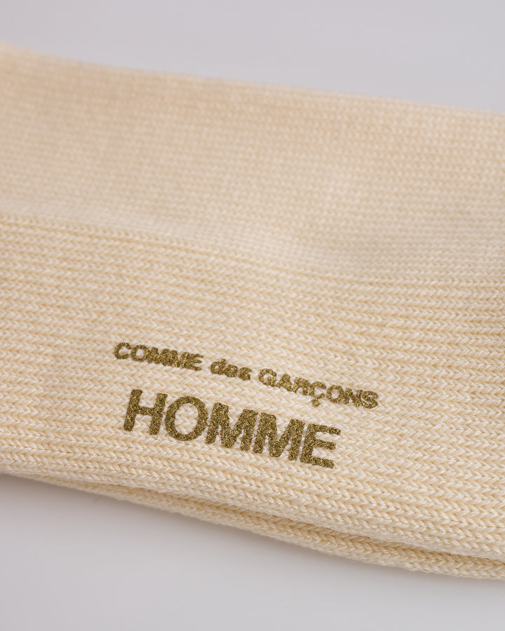 COMME des GARÇONS HOMME Cotton Stripe Sock Cream Brown