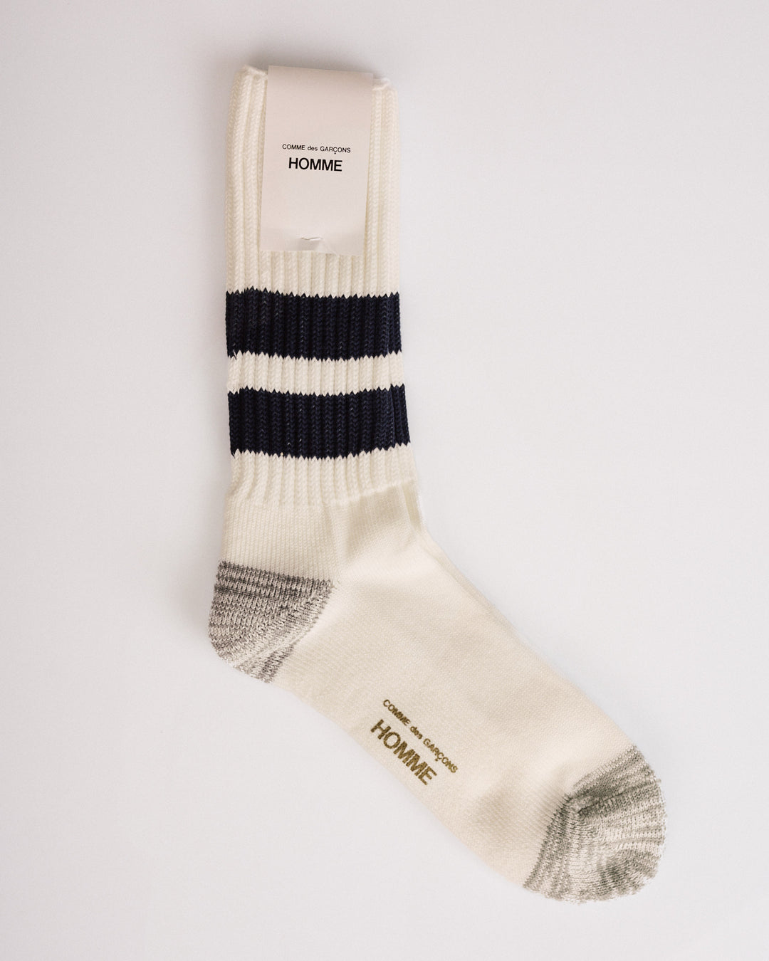 COMME des GARÇONS HOMME Cotton Stripe Sock White Navy